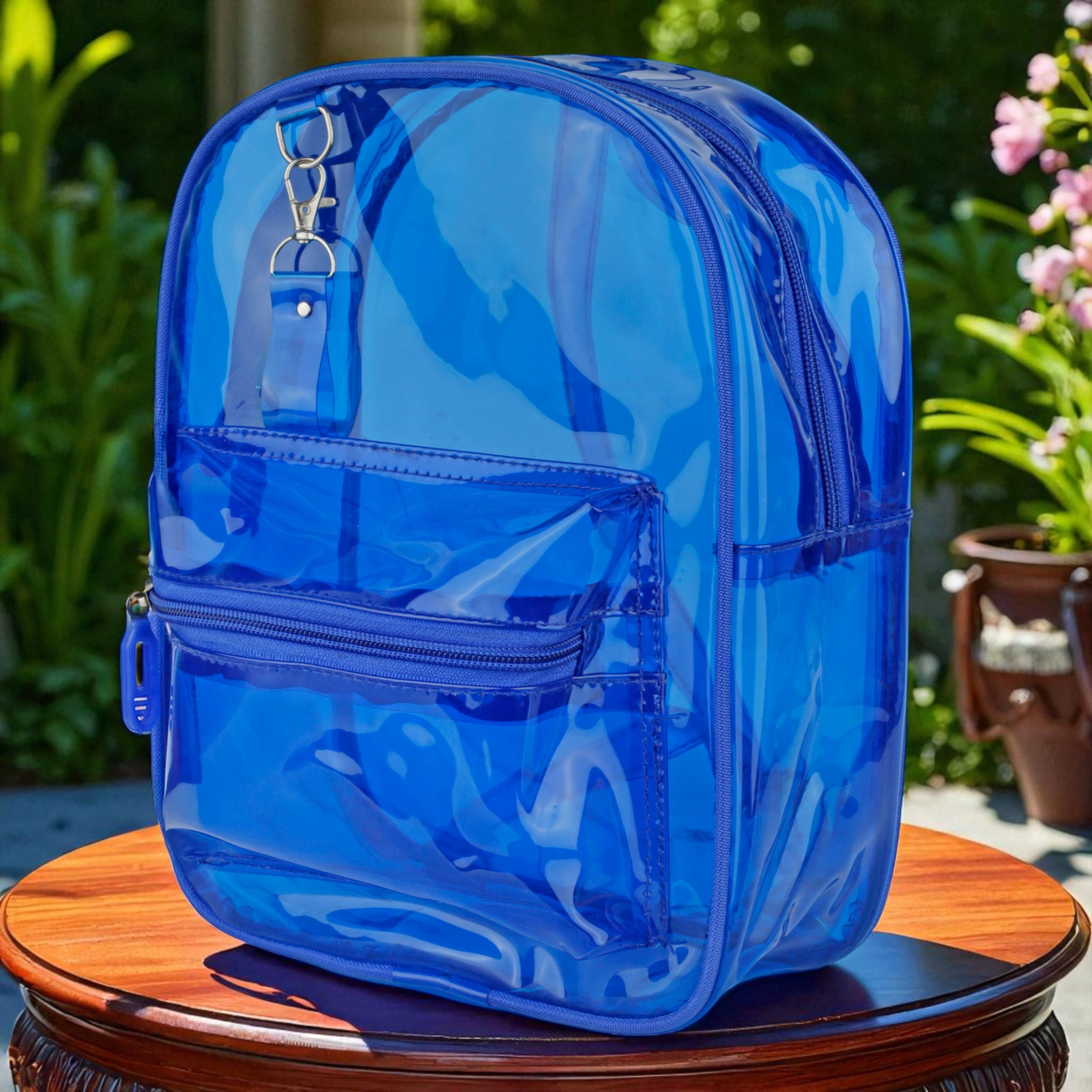 Echo Boomers Stylish Transparent Jelly Backpack | Trendy Neon  Clear Bag | 50 GSM Waterproof PVC School, College & Travel Backpack with Front Zipper Pocket