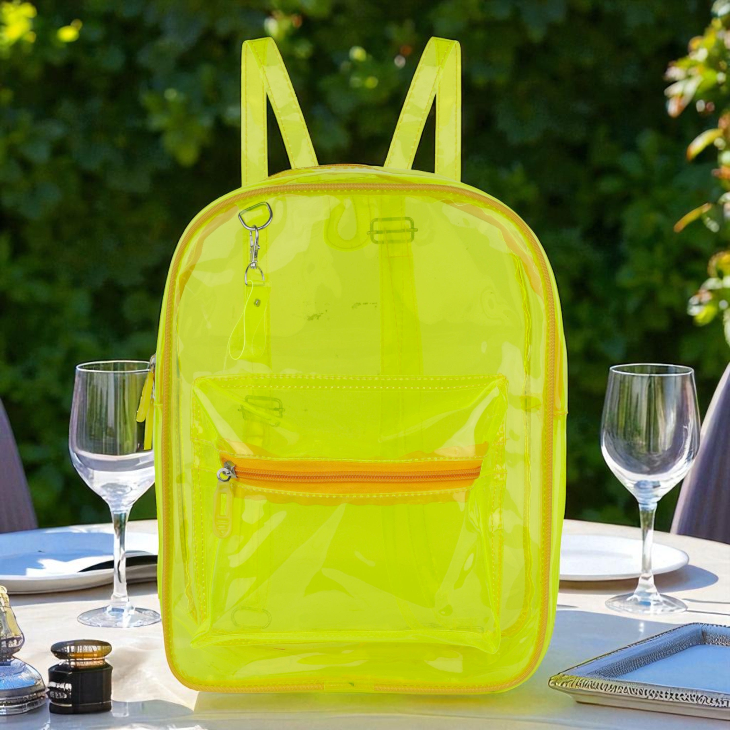 Echo Boomers Stylish Transparent Jelly Backpack | Trendy Neon Yellow Clear Bag | 50 GSM Waterproof PVC School, College & Travel Backpack with Front Zipper Pocket