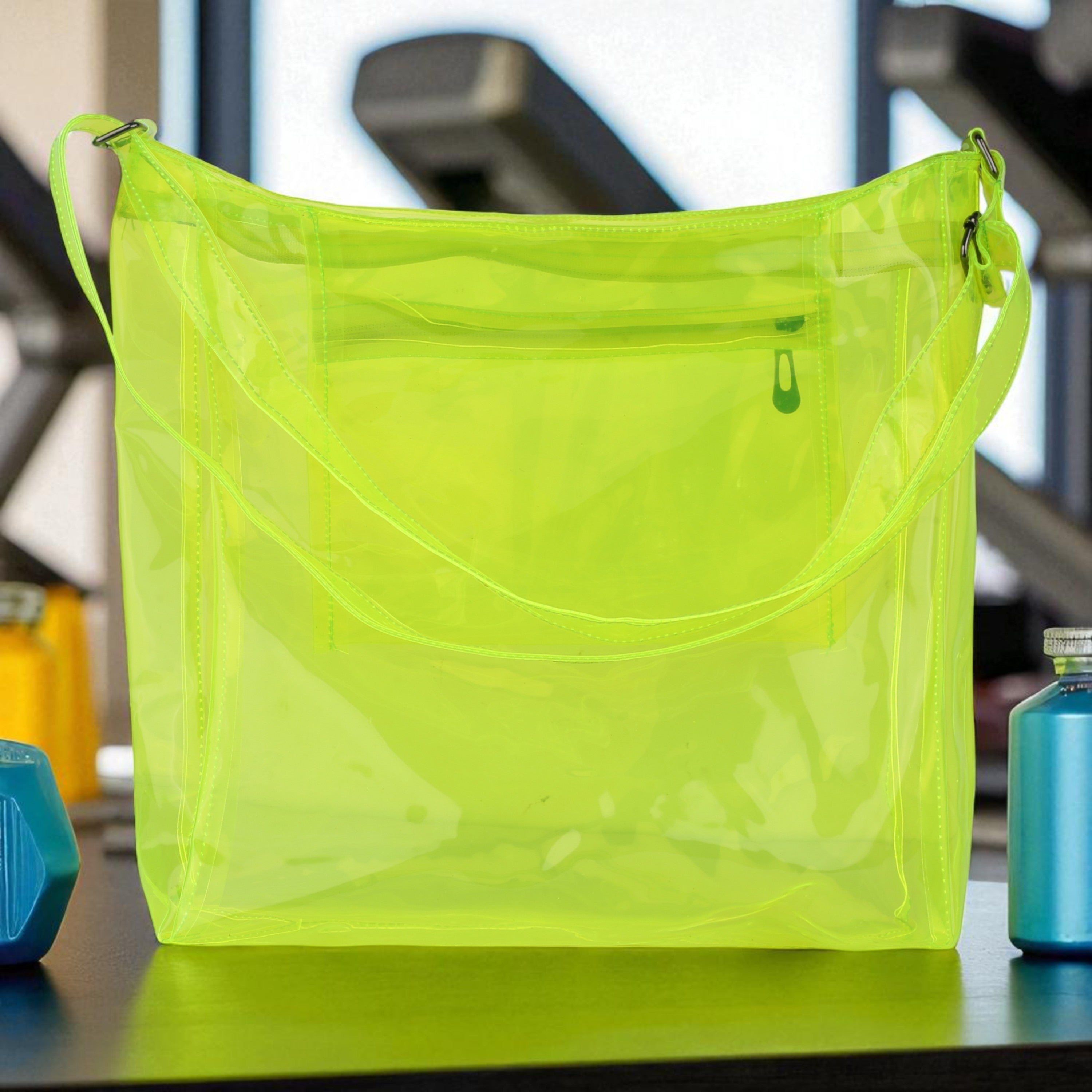 Echo Boomers Transparent Shoulder Bag – Neon Orange, Pink, Green ,Purple, Yellow & Blue| Stylish, Spacious, Durable & Multipurpose PVC Tote