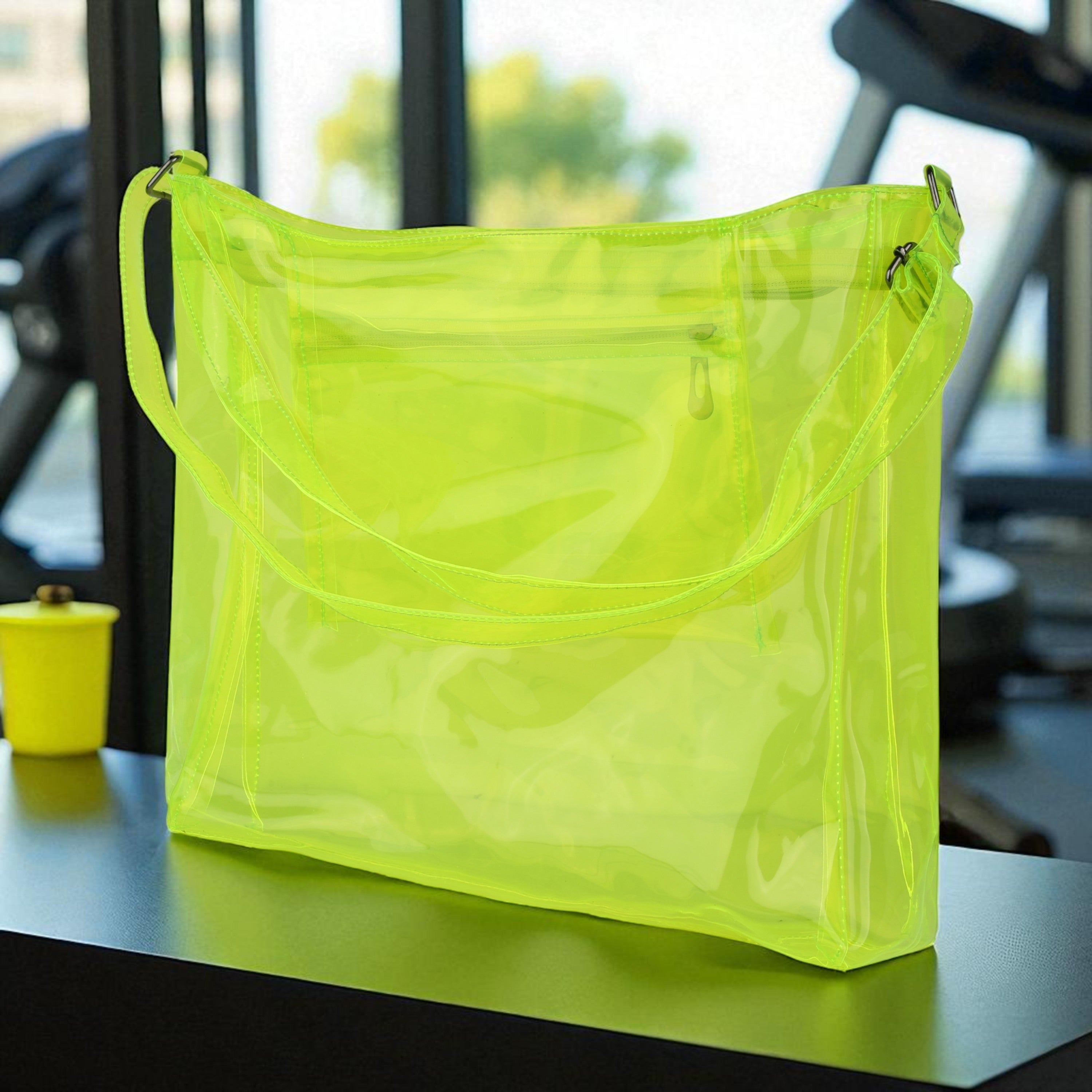 Echo Boomers Transparent Shoulder Bag – Neon Orange, Pink, Green ,Purple, Yellow & Blue| Stylish, Spacious, Durable & Multipurpose PVC Tote