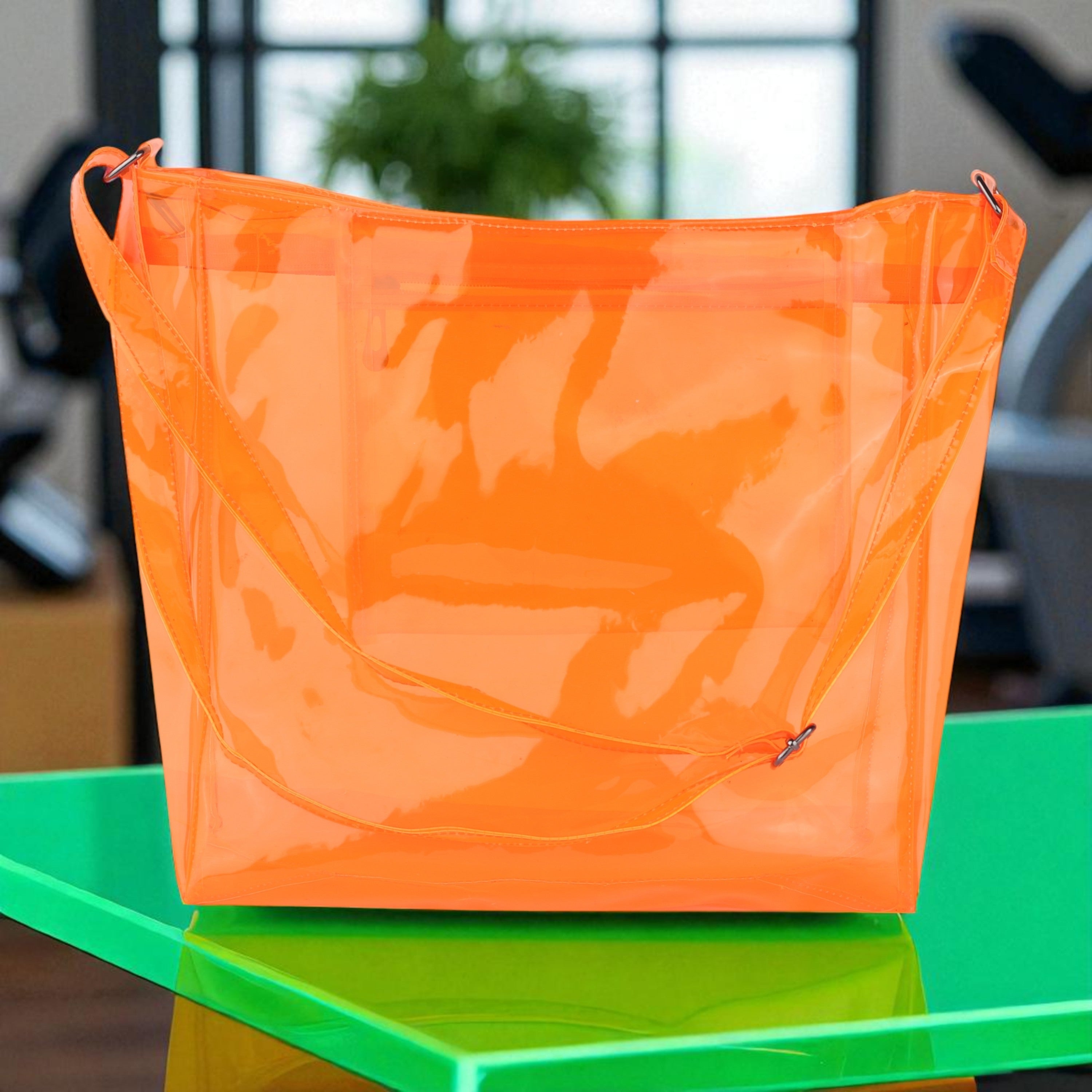 Echo Boomers Transparent Shoulder Bag – Neon Orange, Pink, Green ,Purple, Yellow & Blue| Stylish, Spacious, Durable & Multipurpose PVC Tote