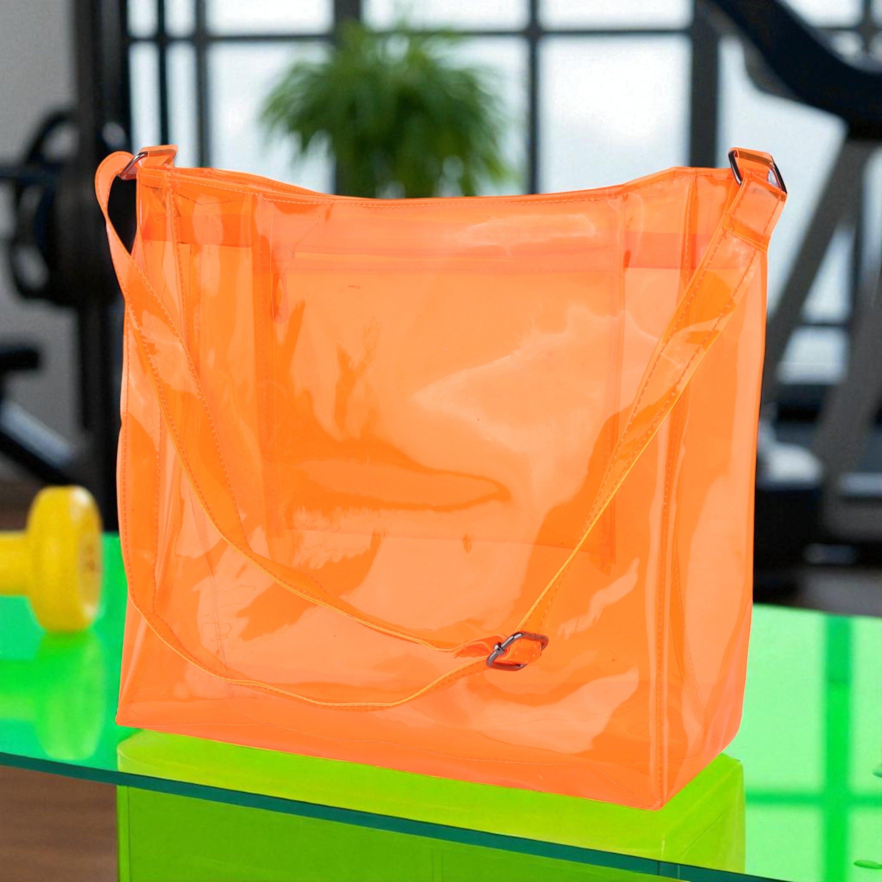 Echo Boomers Transparent Shoulder Bag – Neon Orange, Pink, Green ,Purple, Yellow & Blue| Stylish, Spacious, Durable & Multipurpose PVC Tote