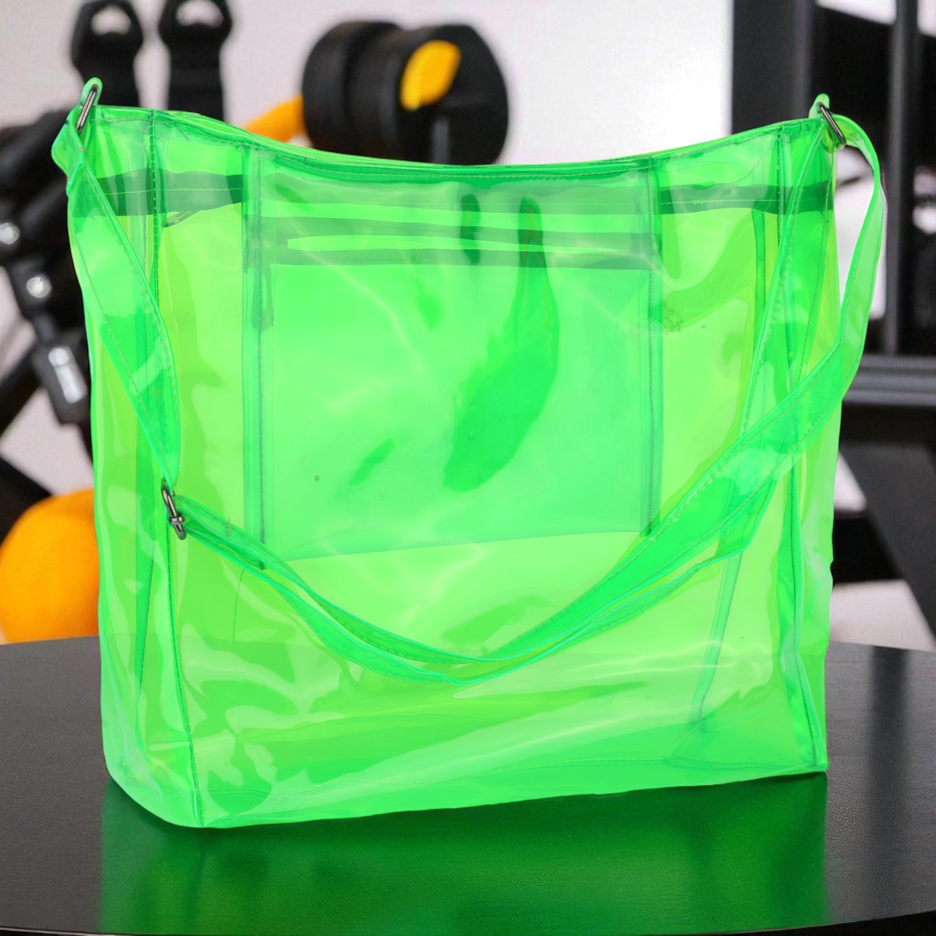 Echo Boomers Transparent Shoulder Bag – Neon Orange, Pink, Green ,Purple, Yellow & Blue| Stylish, Spacious, Durable & Multipurpose PVC Tote