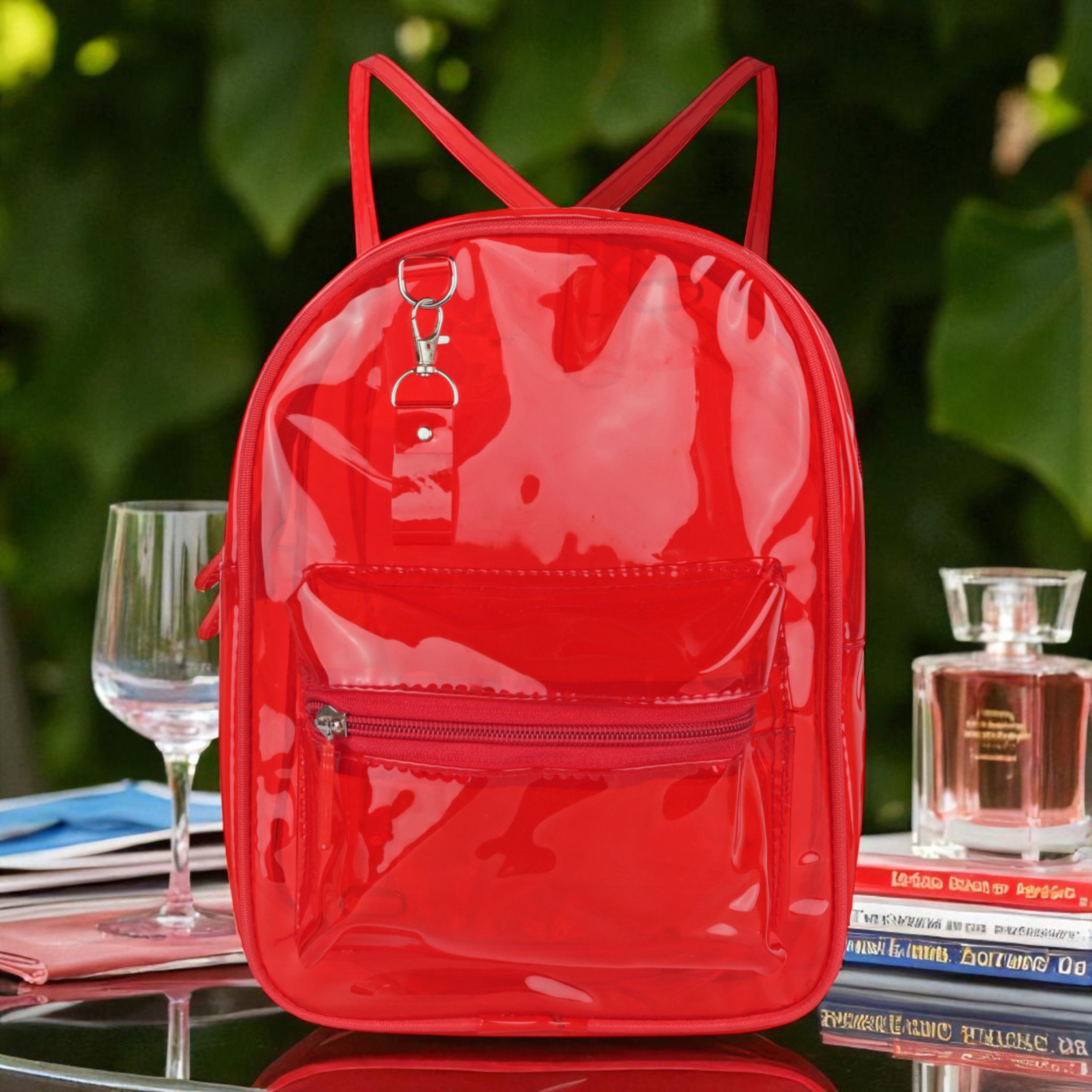 Echo Boomers Stylish Transparent Jelly Backpack | Trendy Neon  Clear Bag | 50 GSM Waterproof PVC School, College & Travel Backpack with Front Zipper Pocket