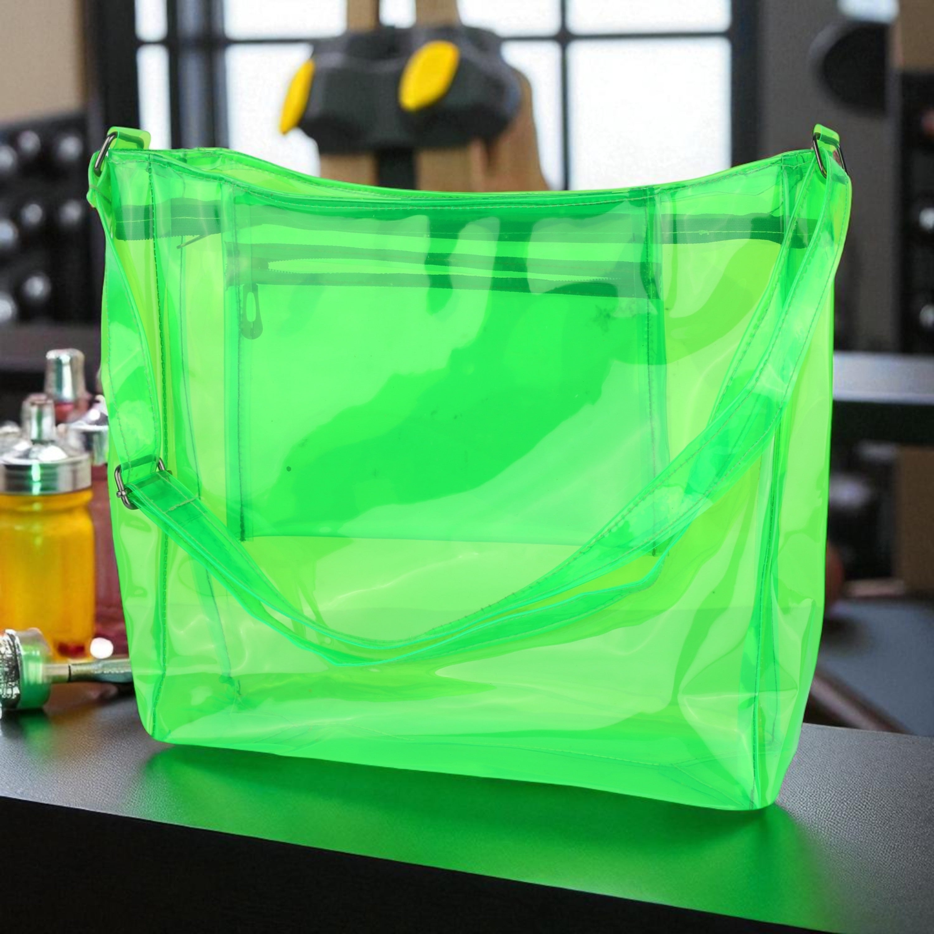 Echo Boomers Transparent Shoulder Bag – Neon Orange, Pink, Green ,Purple, Yellow & Blue| Stylish, Spacious, Durable & Multipurpose PVC Tote