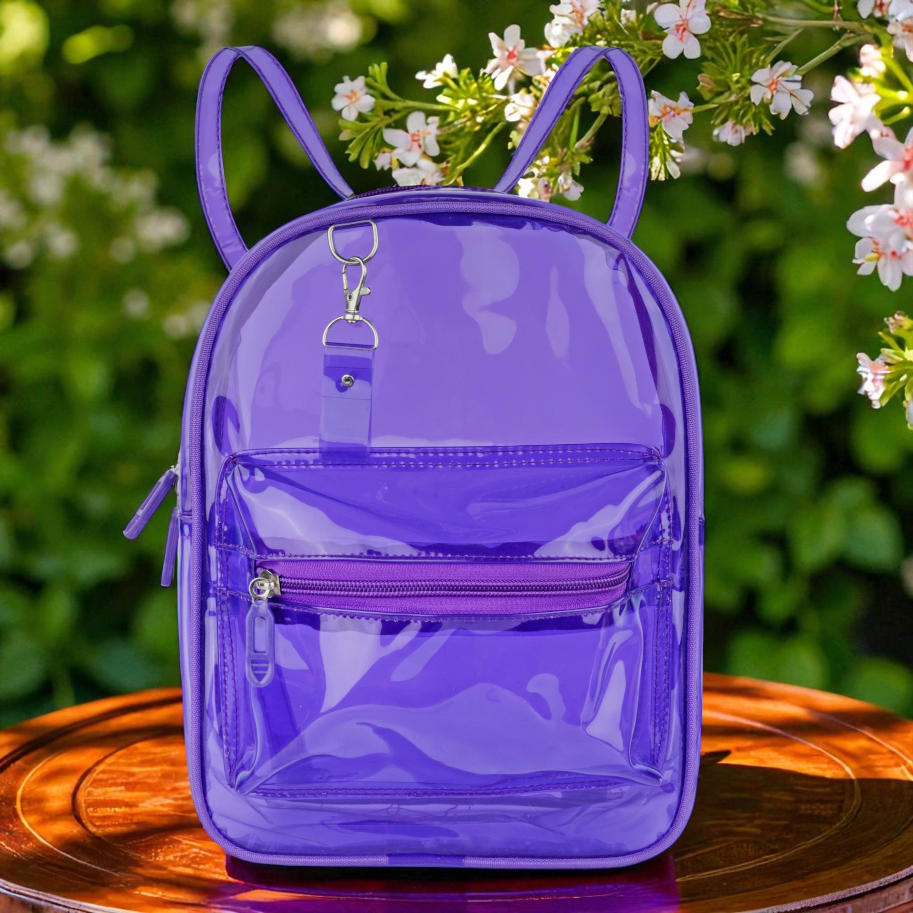 Echo Boomers Stylish Transparent Jelly Backpack | Trendy Neon  Clear Bag | 50 GSM Waterproof PVC School, College & Travel Backpack with Front Zipper Pocket