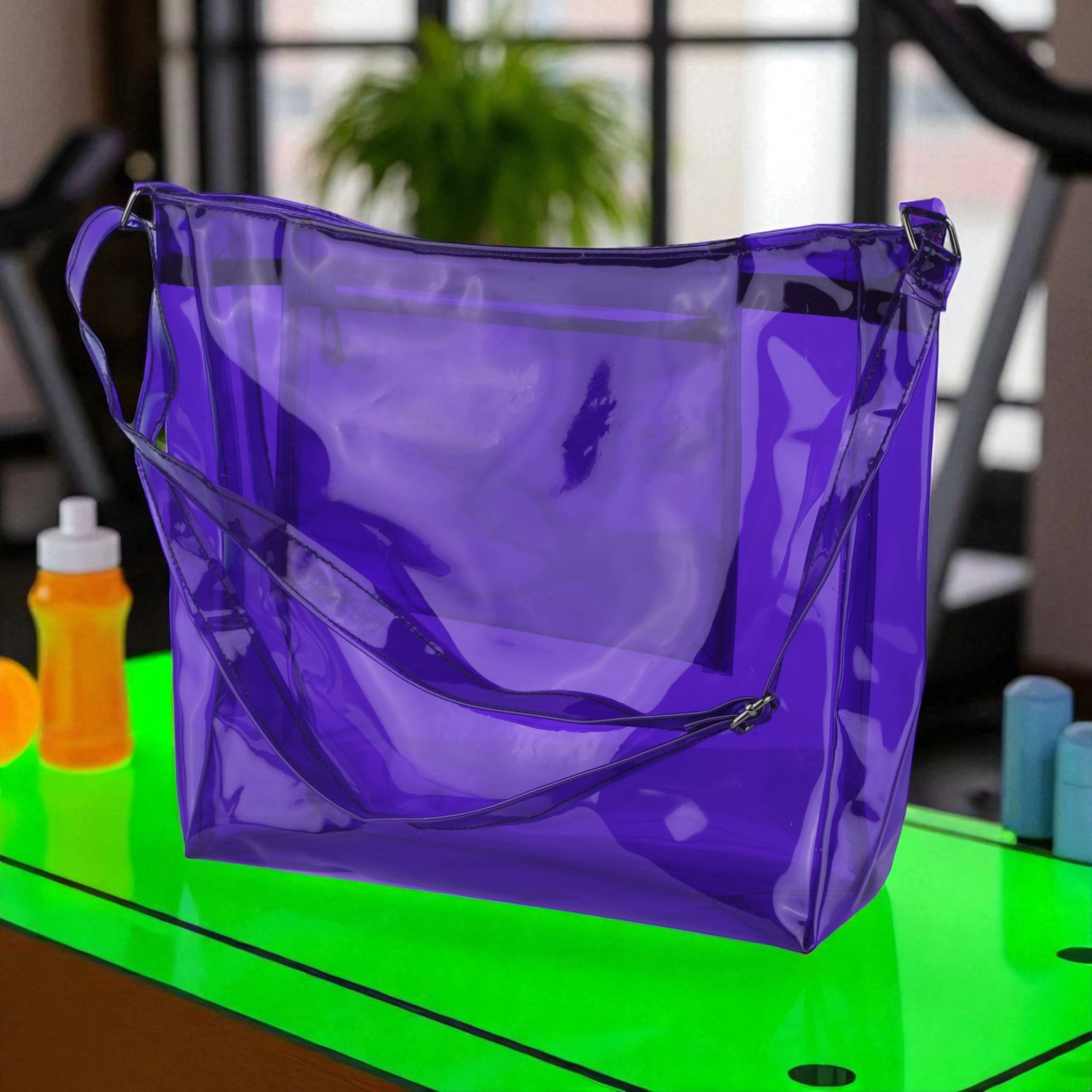 Echo Boomers Transparent Shoulder Bag – Neon Orange, Pink, Green ,Purple, Yellow & Blue| Stylish, Spacious, Durable & Multipurpose PVC Tote