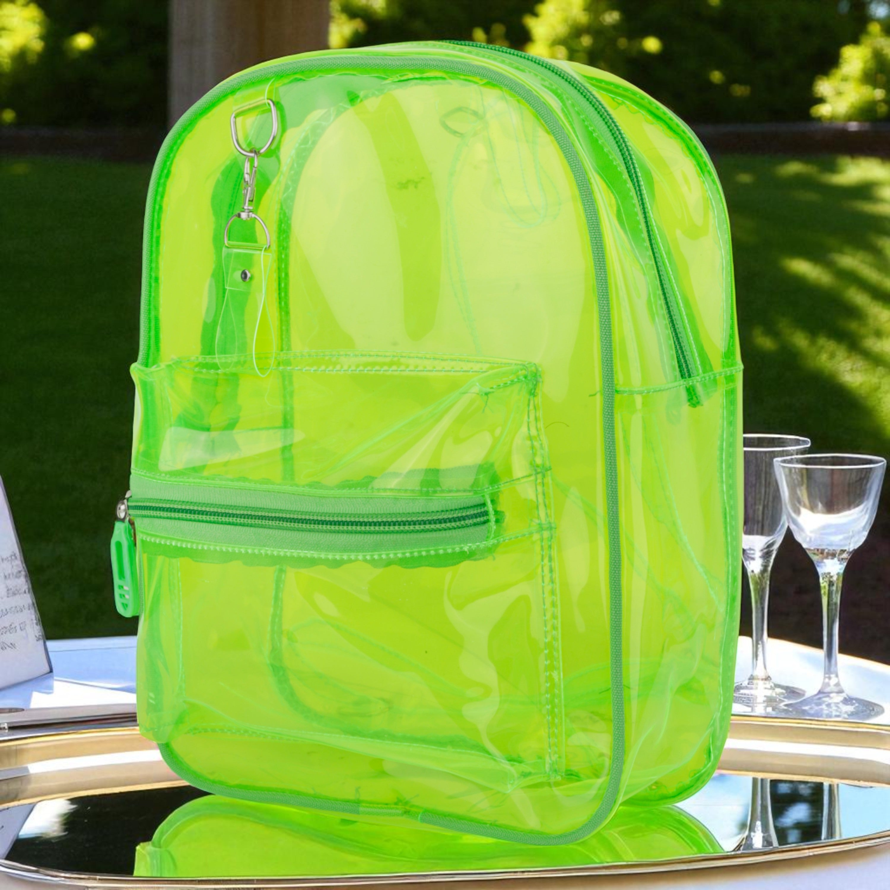 Echo Boomers Stylish Transparent Jelly Backpack | Trendy Neon  Clear Bag | 50 GSM Waterproof PVC School, College & Travel Backpack with Front Zipper Pocket
