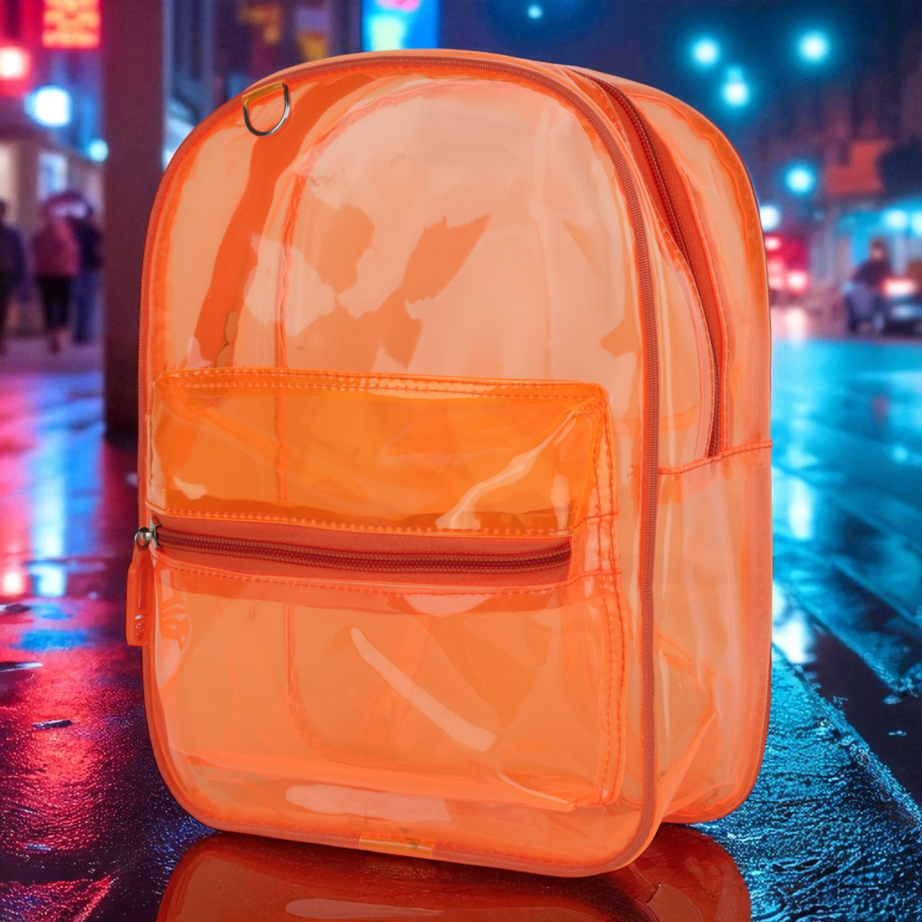 Echo Boomers Stylish Transparent Jelly Backpack | Trendy Neon  Clear Bag | 50 GSM Waterproof PVC School, College & Travel Backpack with Front Zipper Pocket