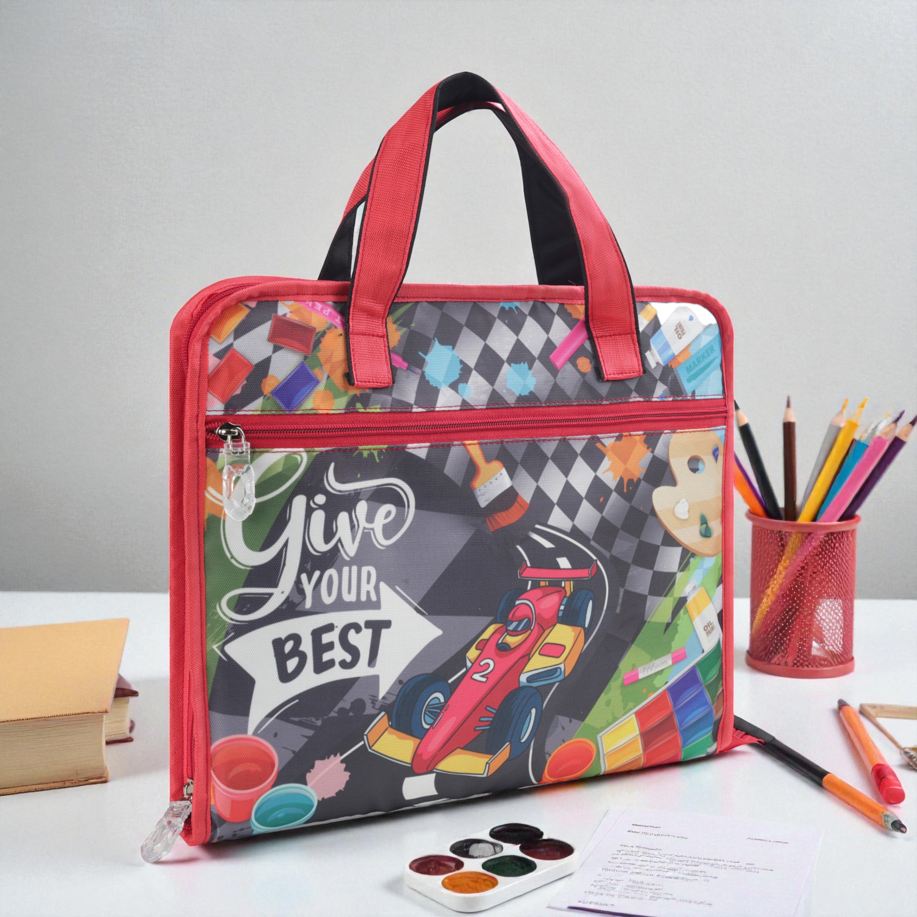 Echo Boomers A4 Kids Drawing Bag | Art & Stationery Organizer with Zipper Pocket