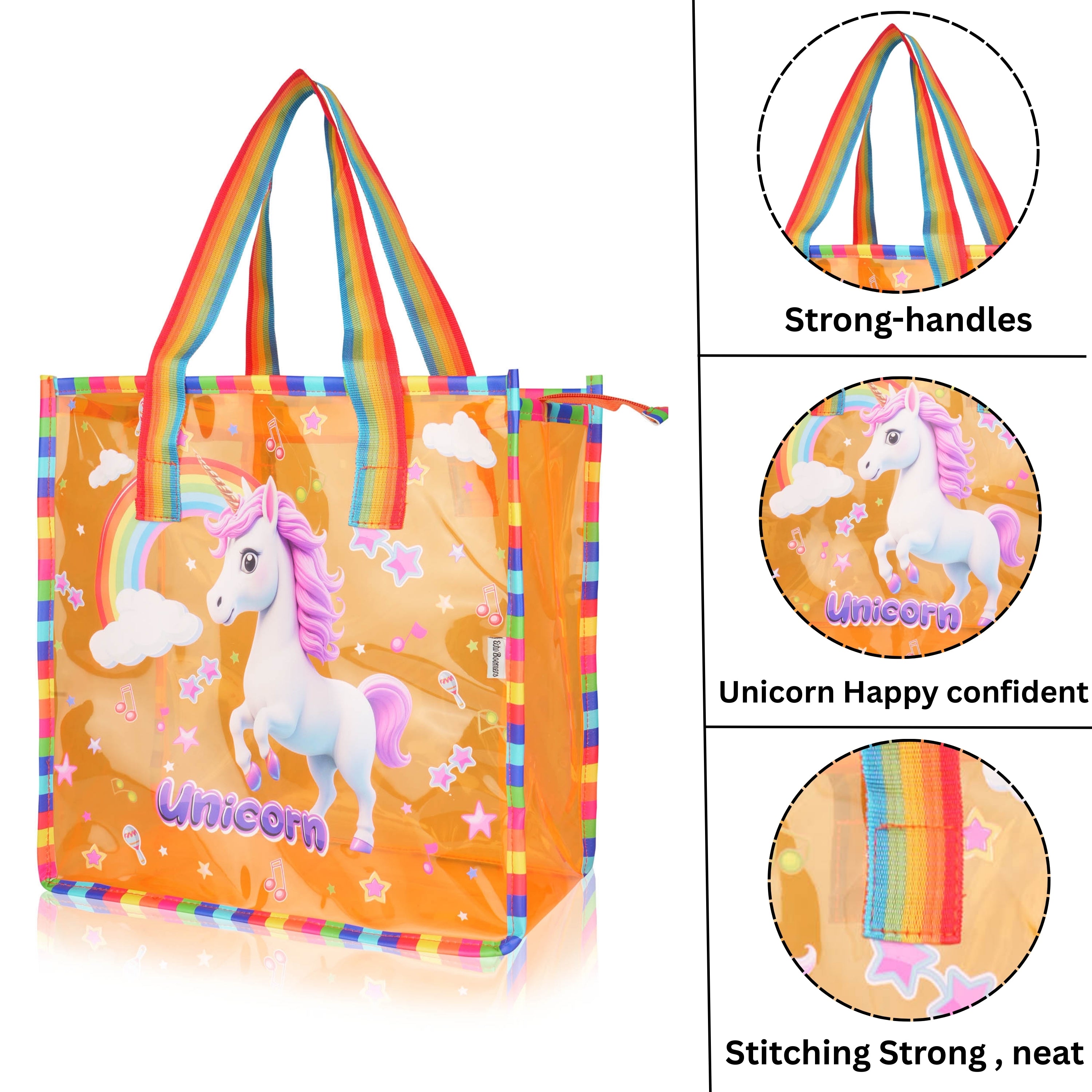 Echo Boomers Jelly Green Transparent Tote Bag for Girls & Boys | UV Printed Let’s Travel Design | Waterproof PVC Handbag | Lightweight Shopping, Outdoor, Beach & Swimming Carry Bag