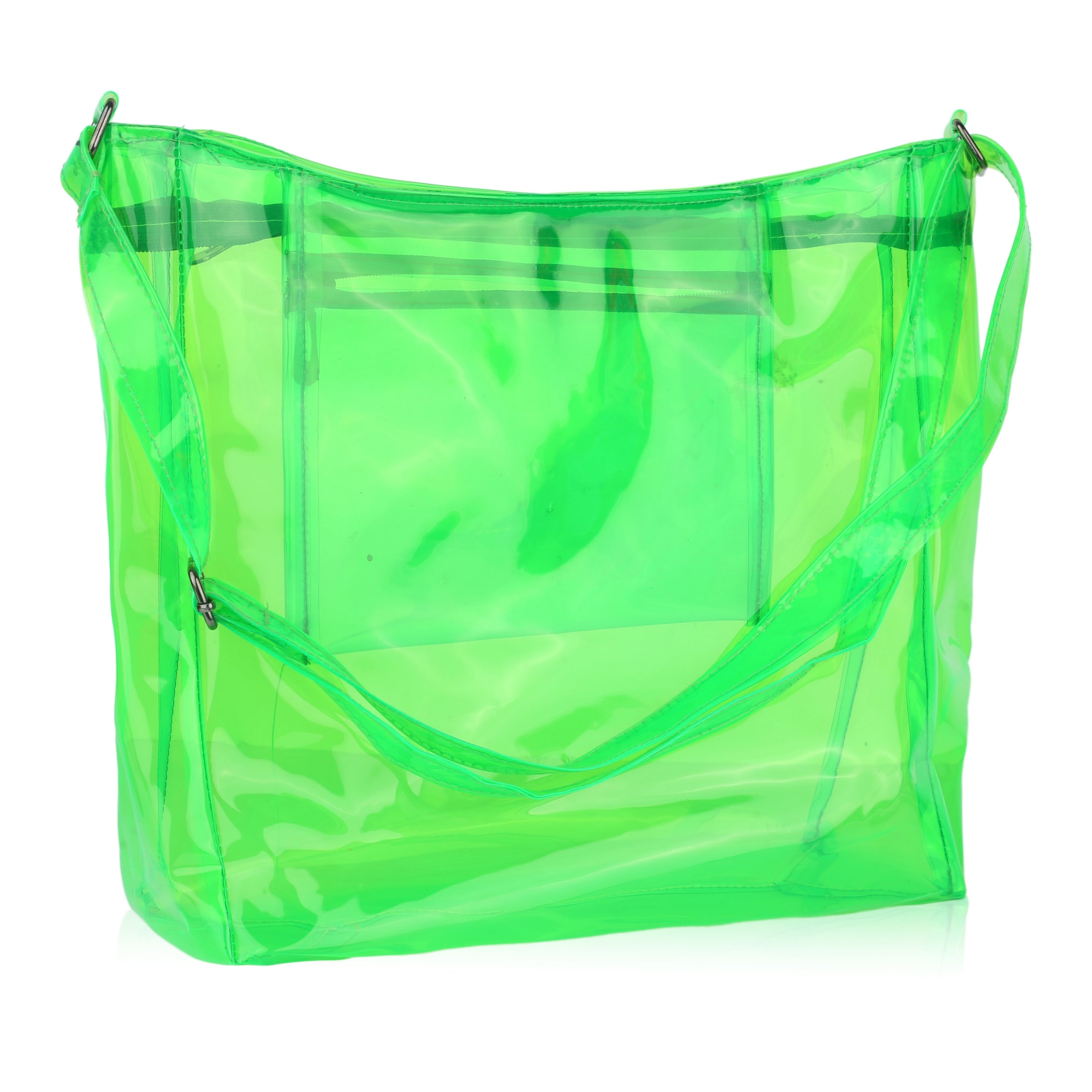 Echo Boomers Transparent Shoulder Bag – Neon Orange, Pink, Green ,Purple, Yellow & Blue| Stylish, Spacious, Durable & Multipurpose PVC Tote