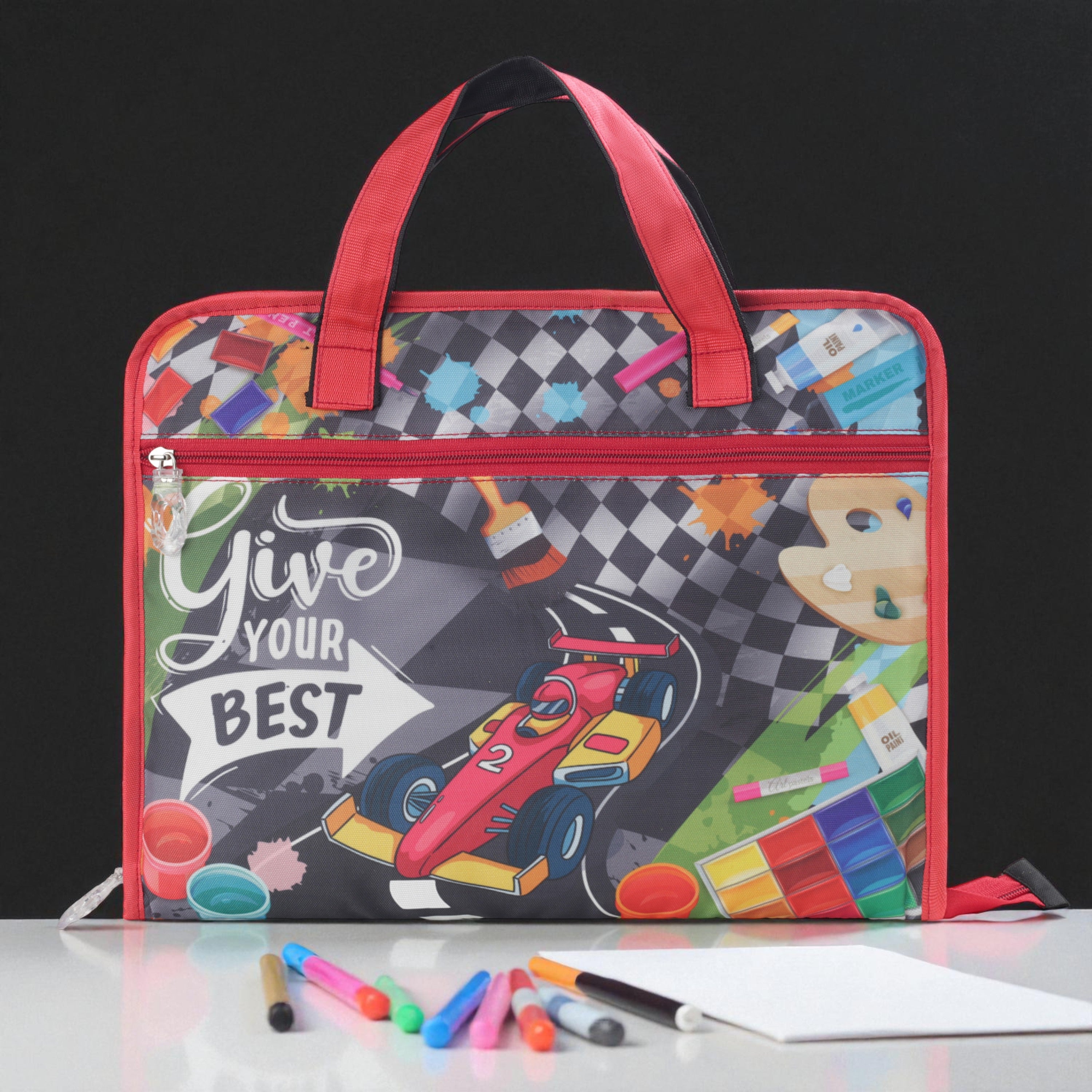 Echo Boomers A4 Kids Drawing Bag | Art & Stationery Organizer with Zipper Pocket