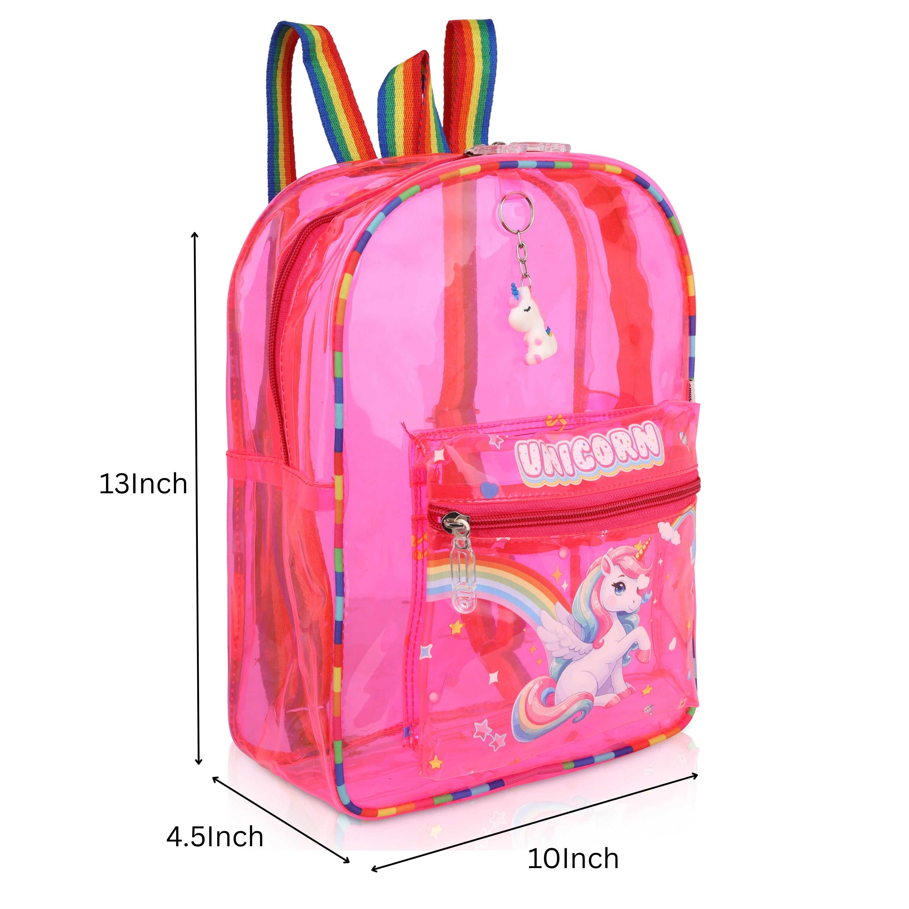 Echo Boomers Pink Jelly Backpack  Stylish, Lightweight & Durable with Unicorn Print, “Unicorn” Text, Transparent Soft Plastic, Adjustable Straps, Sturdy Handle, Premium Zipper & Versatile Design for School and Play.