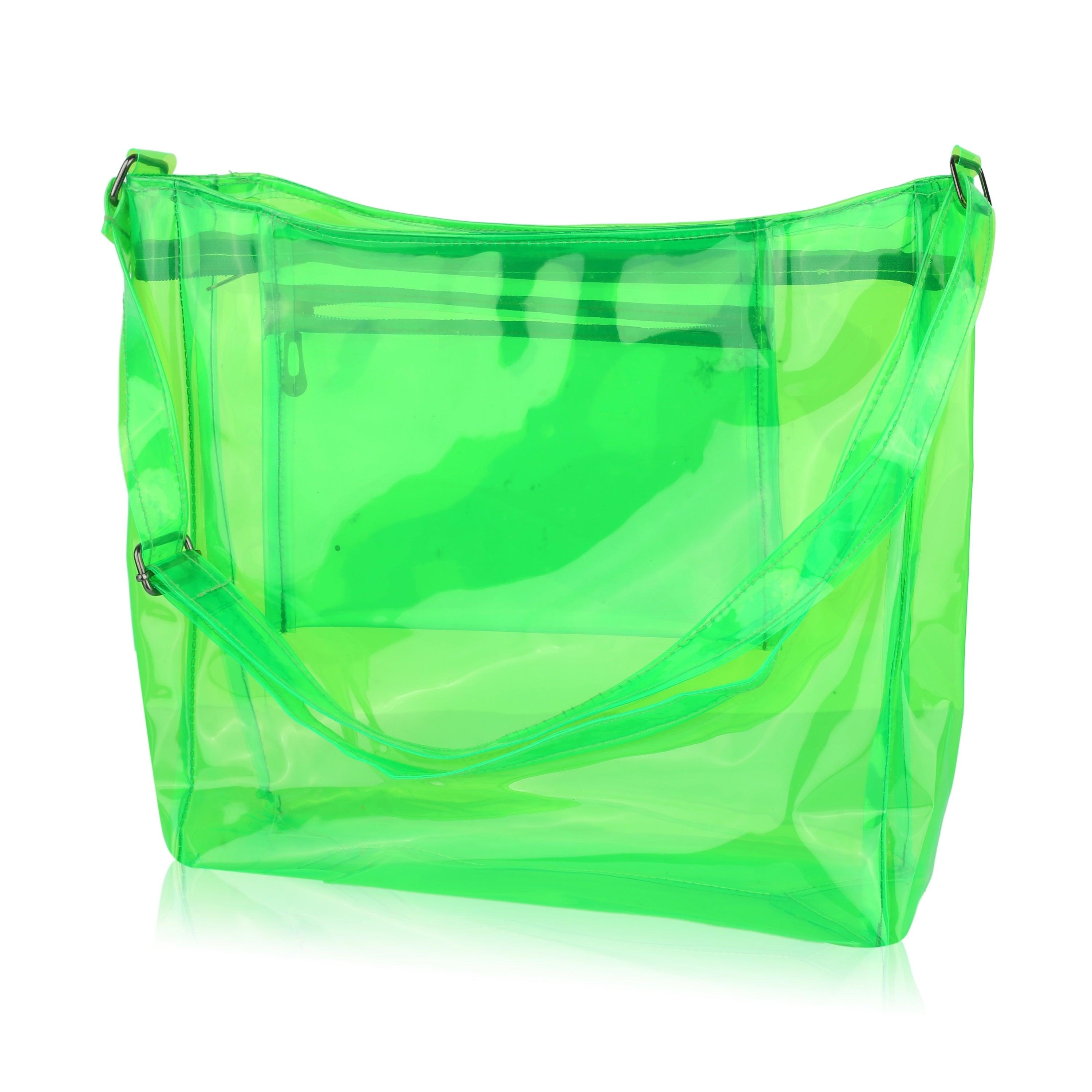 Echo Boomers Transparent Shoulder Bag – Neon Orange, Pink, Green ,Purple, Yellow & Blue| Stylish, Spacious, Durable & Multipurpose PVC Tote