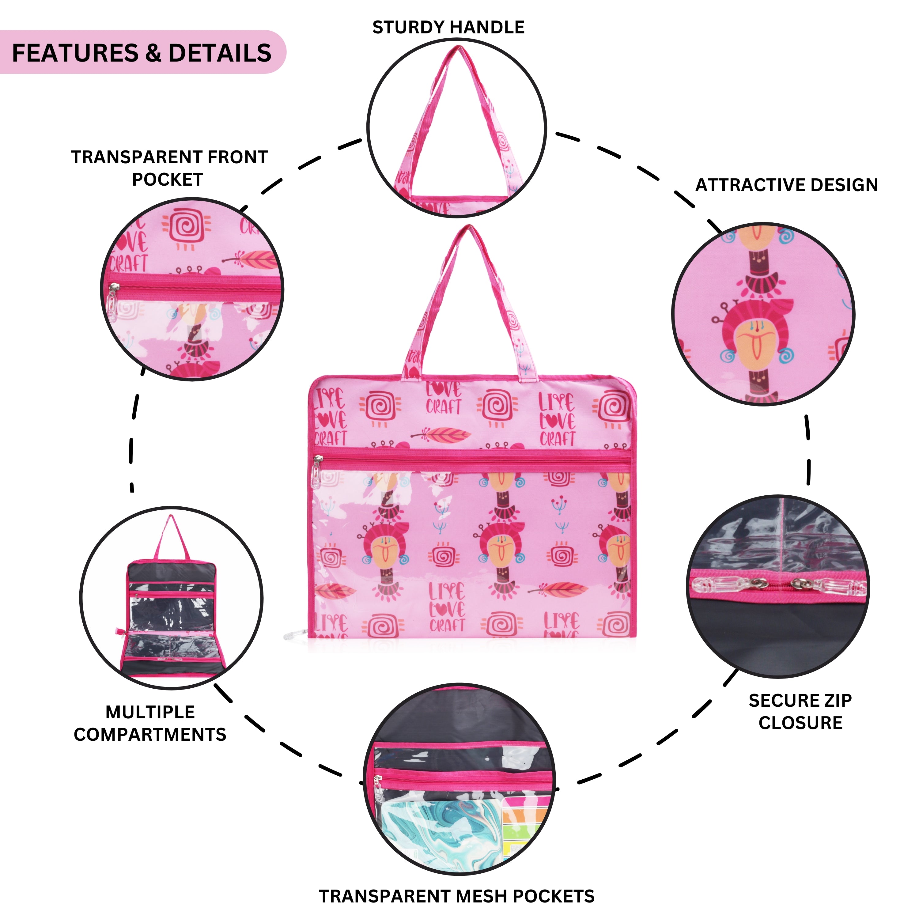 Echo Boomers Multipurpose Folder Bag | Stationery Organizer & Document File Bag with Multiple Compartments