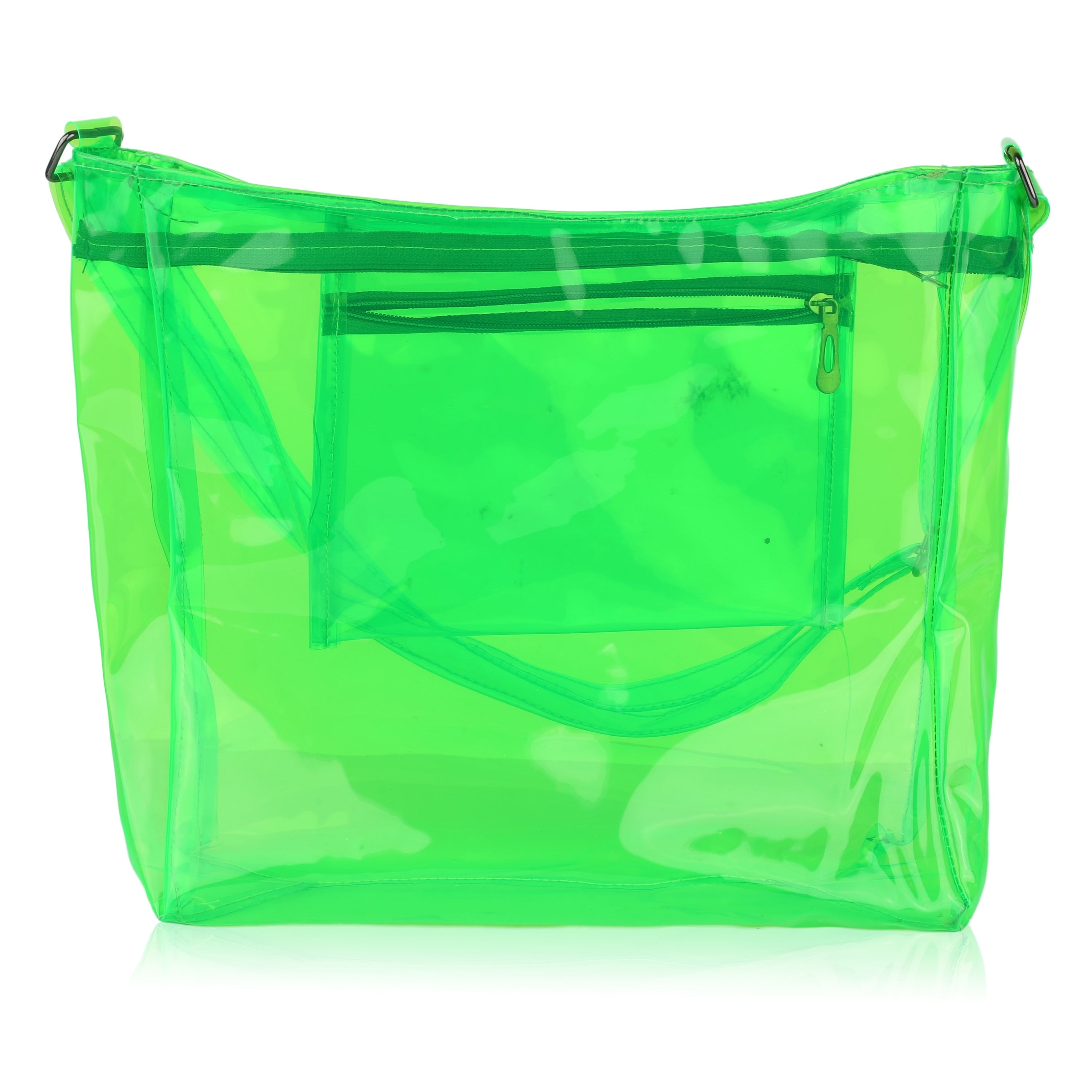 Echo Boomers Transparent Shoulder Bag – Neon Orange, Pink, Green ,Purple, Yellow & Blue| Stylish, Spacious, Durable & Multipurpose PVC Tote