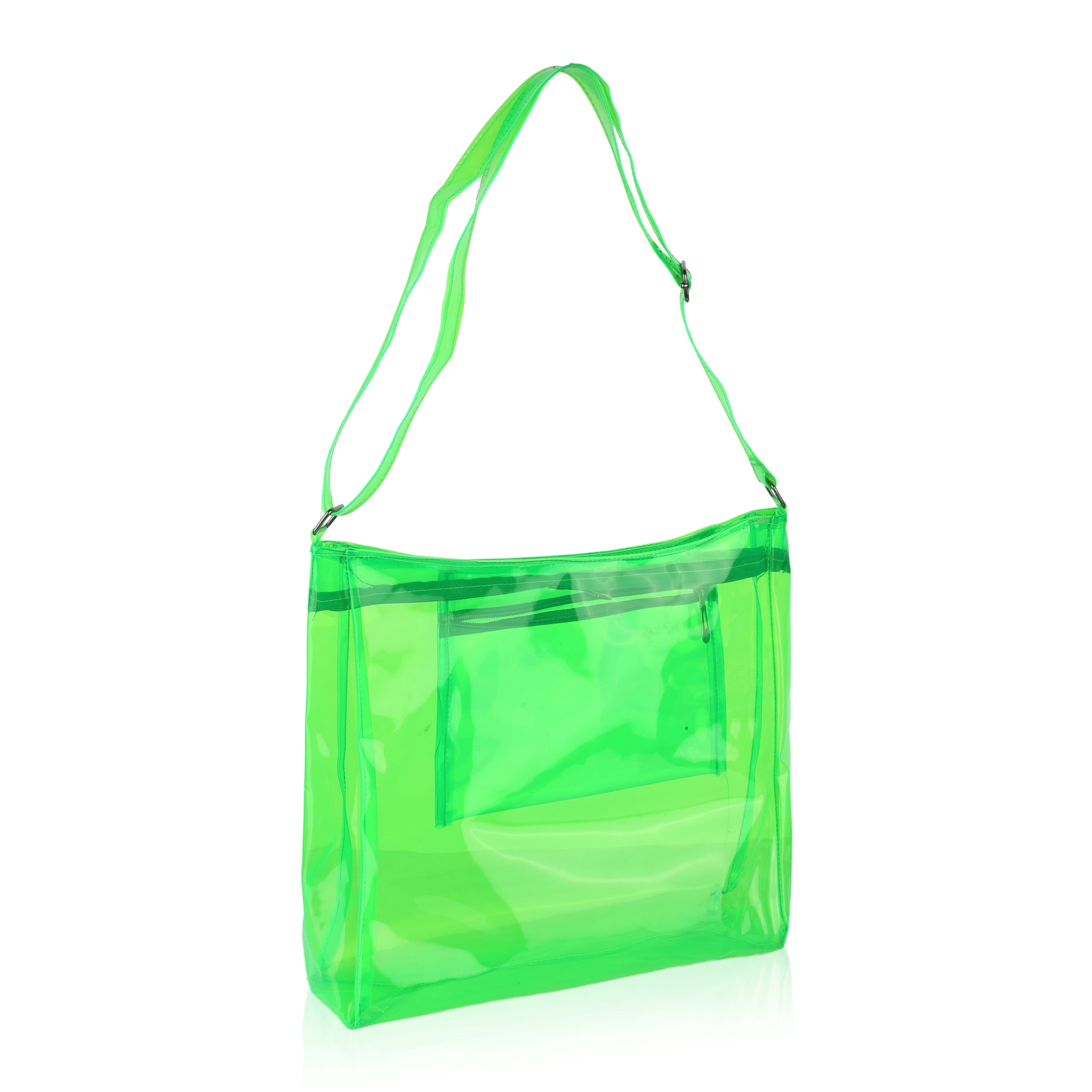 Echo Boomers Transparent Shoulder Bag – Neon Orange, Pink, Green ,Purple, Yellow & Blue| Stylish, Spacious, Durable & Multipurpose PVC Tote