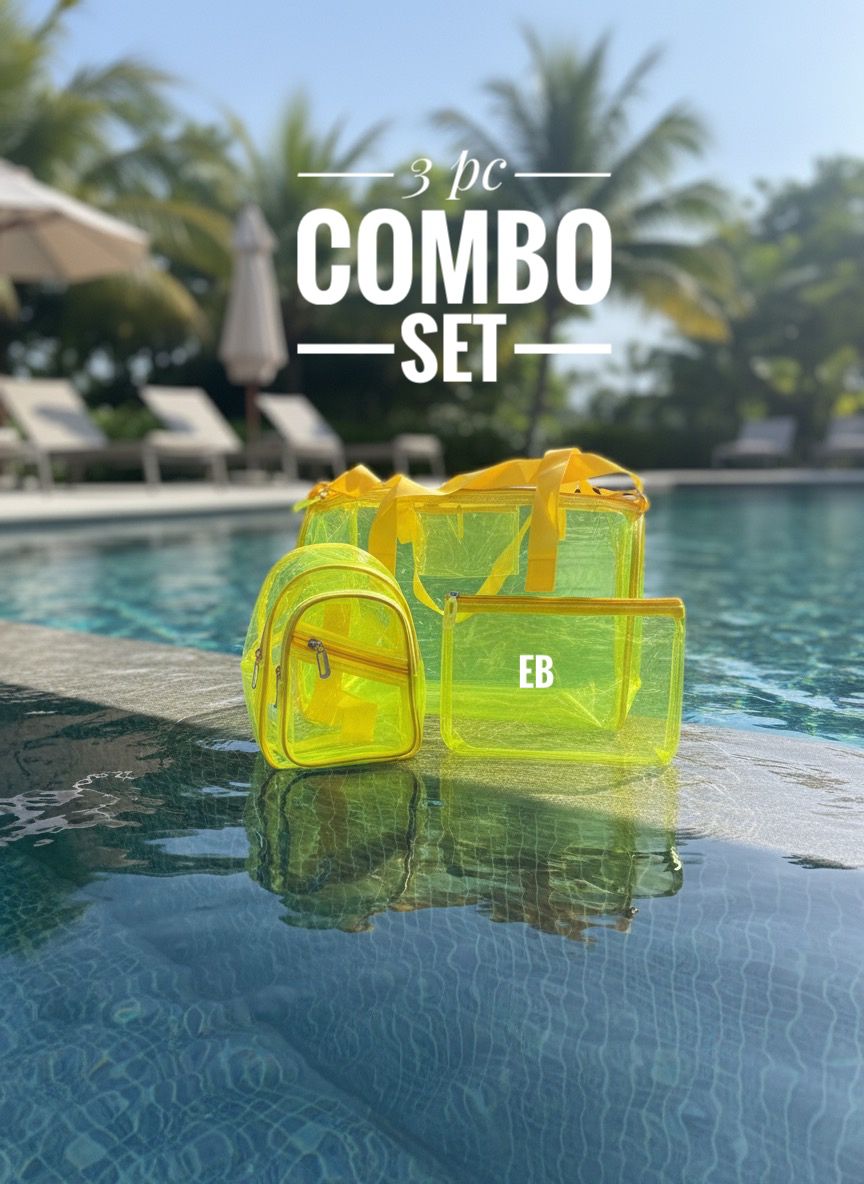 Echo Boomers Premium Orange PVC Transparent Bag Combo Set (3 pcs) – Duffel Bag, Mini Backpack & Pouch | Waterproof Travel, Gym & Toiletry Organizer for Men & Women