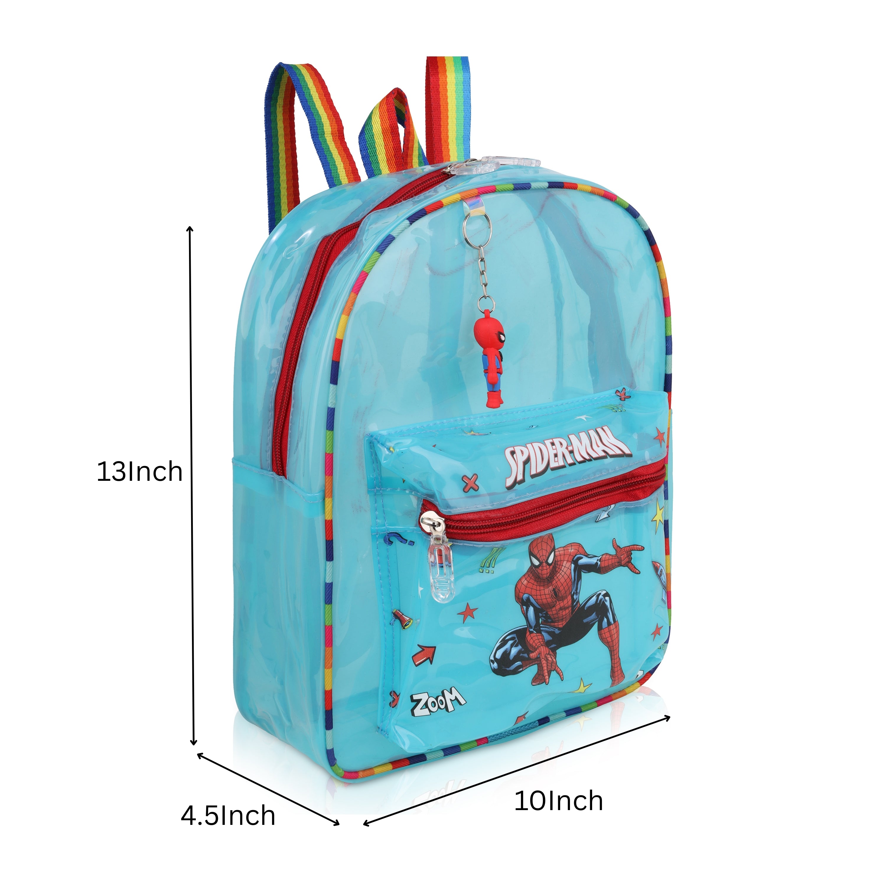 Echo Boomers Blue Jelly Backpack Stylish, Lightweight & Durable with Spiderman Print, Transparent Soft Plastic, Adjustable Straps, Sturdy Handle, Premium Zipper & Versatile Design for School, Play & Everyday Adventures.