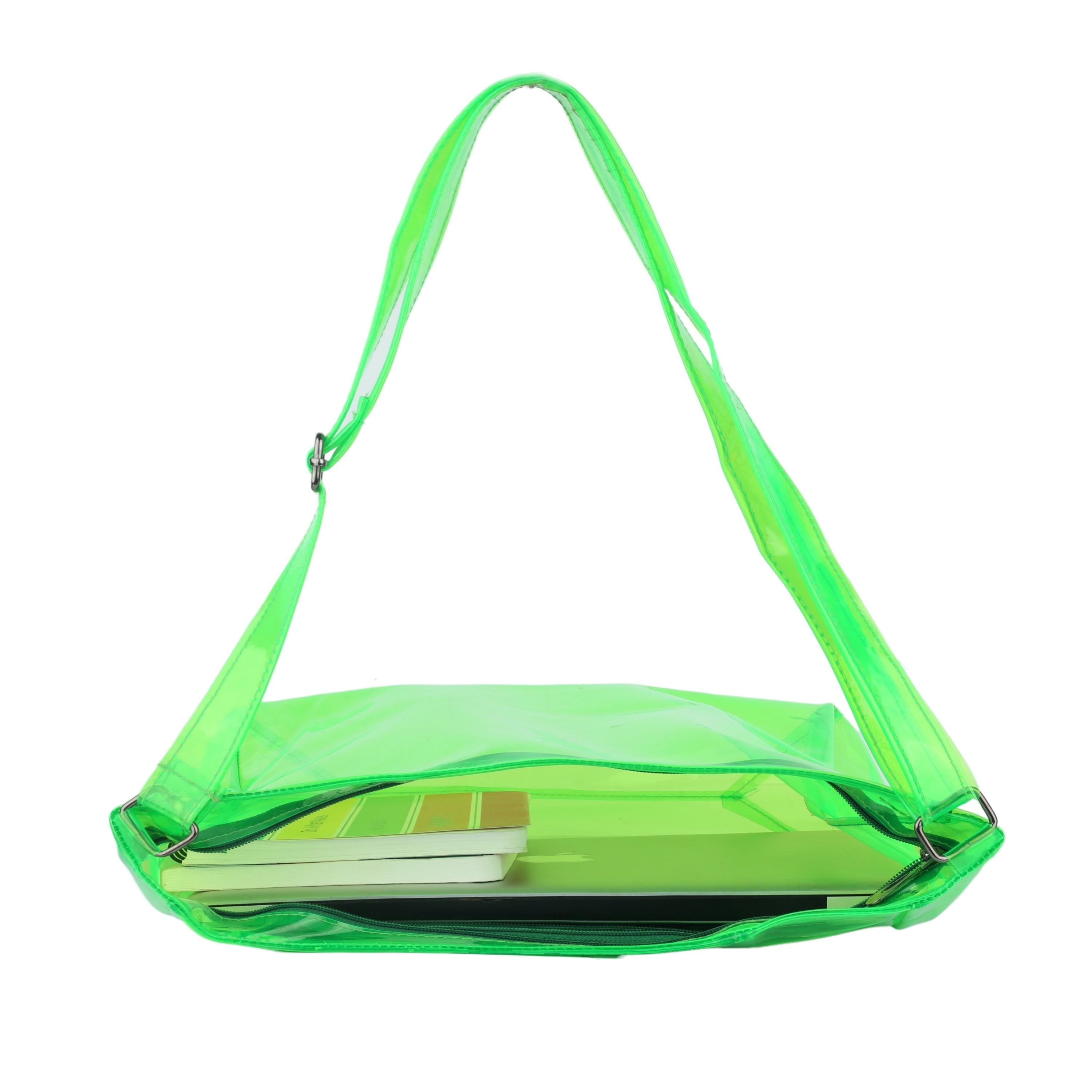 Echo Boomers Transparent Shoulder Bag – Neon Orange, Pink, Green ,Purple, Yellow & Blue| Stylish, Spacious, Durable & Multipurpose PVC Tote