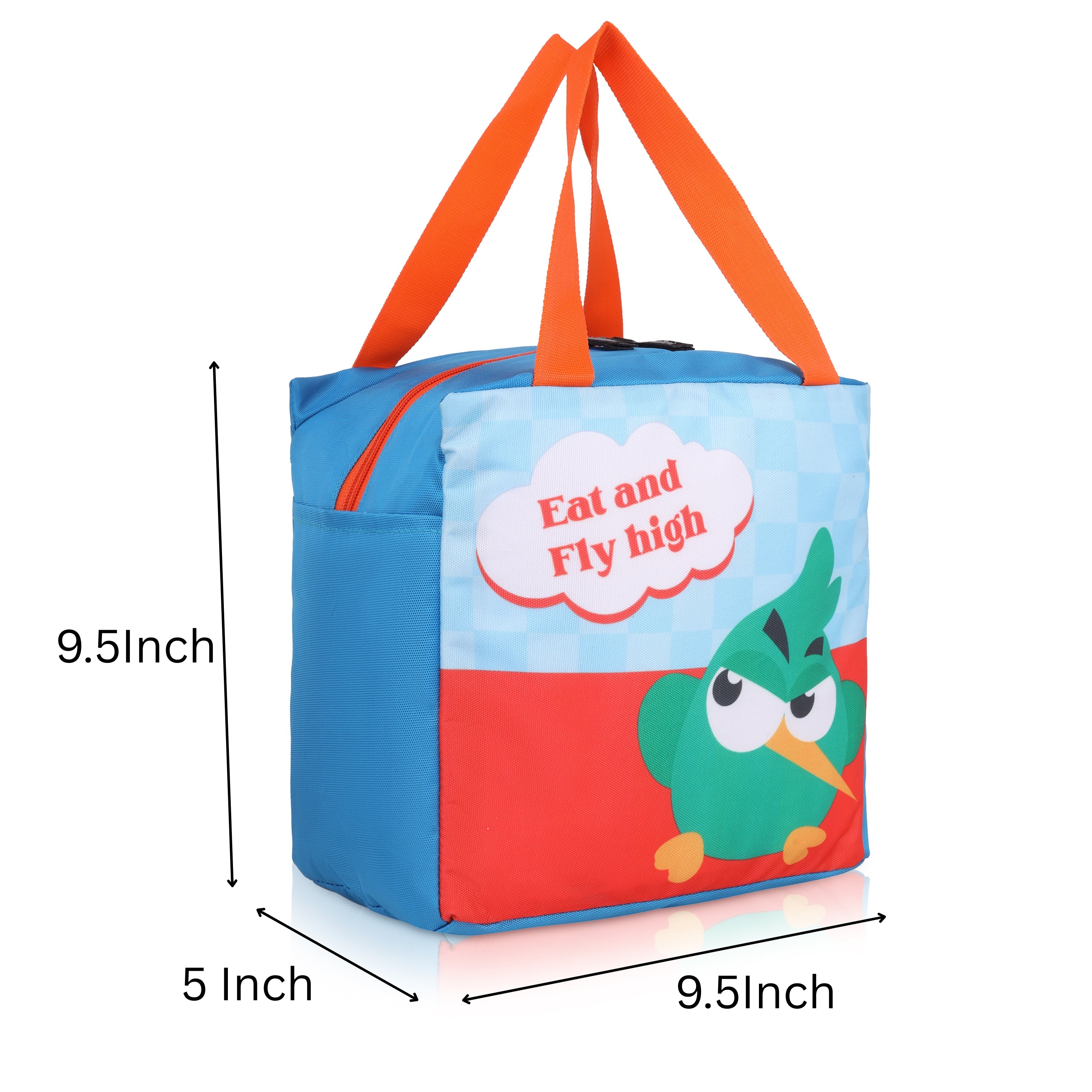 Echo Boomers Eat & Fly High Green Bird Lunch Bag for Kids | Stylish, Lightweight & Durable | School, Travel & Picnic Use | Premium Zipper, Sturdy Handle, Easy to Clean