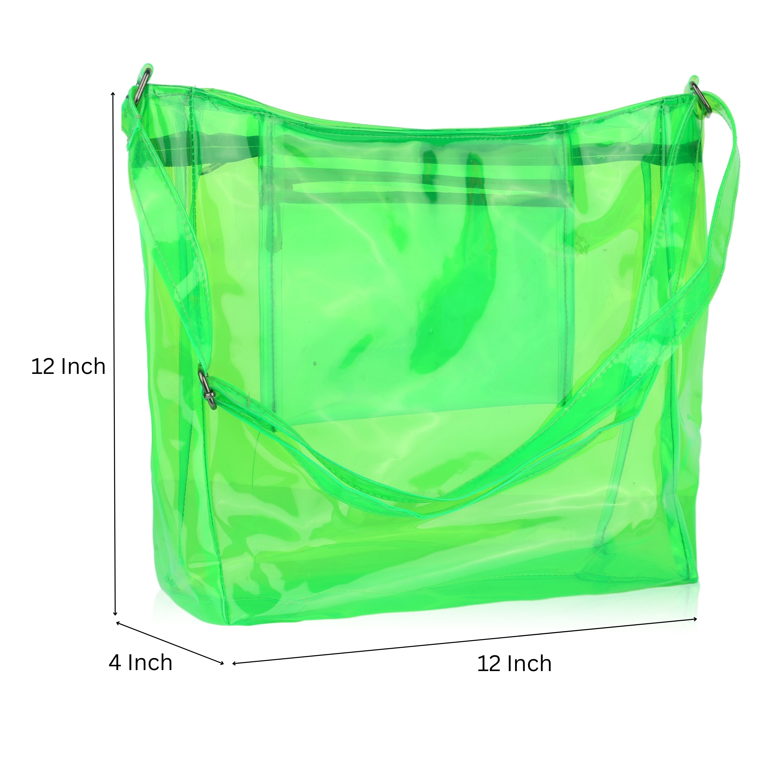 Echo Boomers Transparent Shoulder Bag – Neon Orange, Pink, Green ,Purple, Yellow & Blue| Stylish, Spacious, Durable & Multipurpose PVC Tote