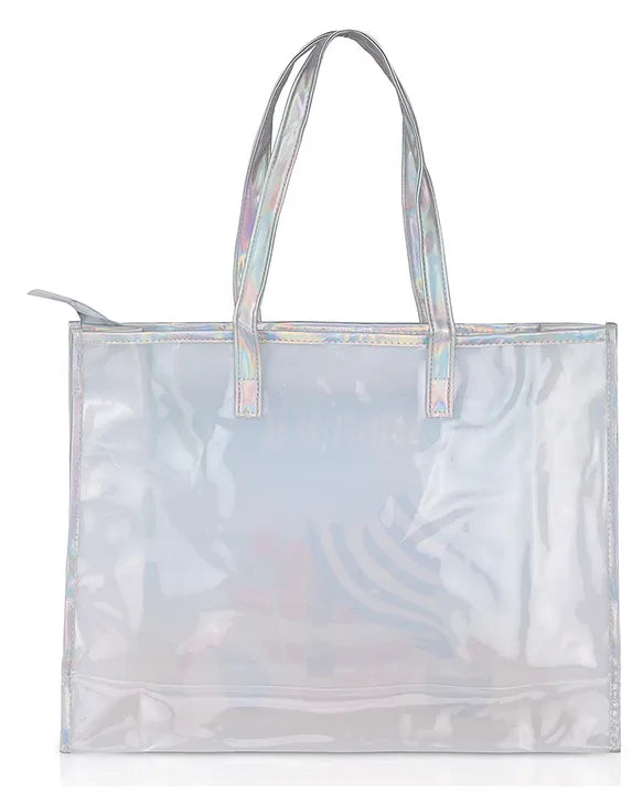 Echo Boomers Beach Tote Bag – Transparent Summer Design with Cool Print, Sturdy Handles, Lightweight & Stylish for Beach, Pool, Travel, Vacation & Daily Use