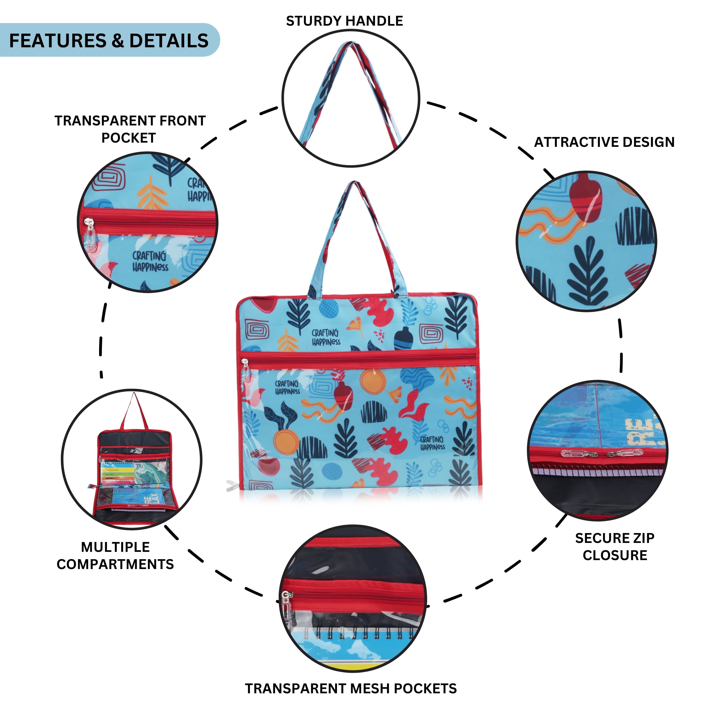 Echo Boomers Multipurpose Folder Bag | Stationery Organizer & Document File Bag with Multiple Compartments