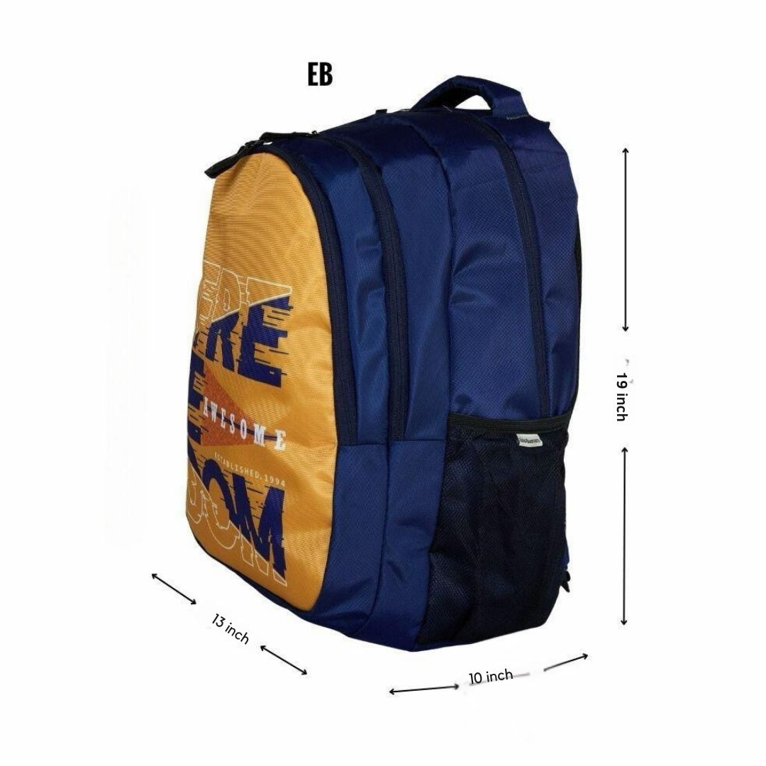 Echo Boomers Dream Printed Backpack|19 Inch - 3 Compartment School Bags for Kids with Zipper Closure – Yellow
