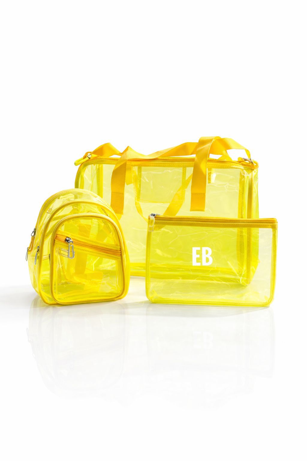 Echo Boomers Premium Orange PVC Transparent Bag Combo Set (3 pcs) – Duffel Bag, Mini Backpack & Pouch | Waterproof Travel, Gym & Toiletry Organizer for Men & Women