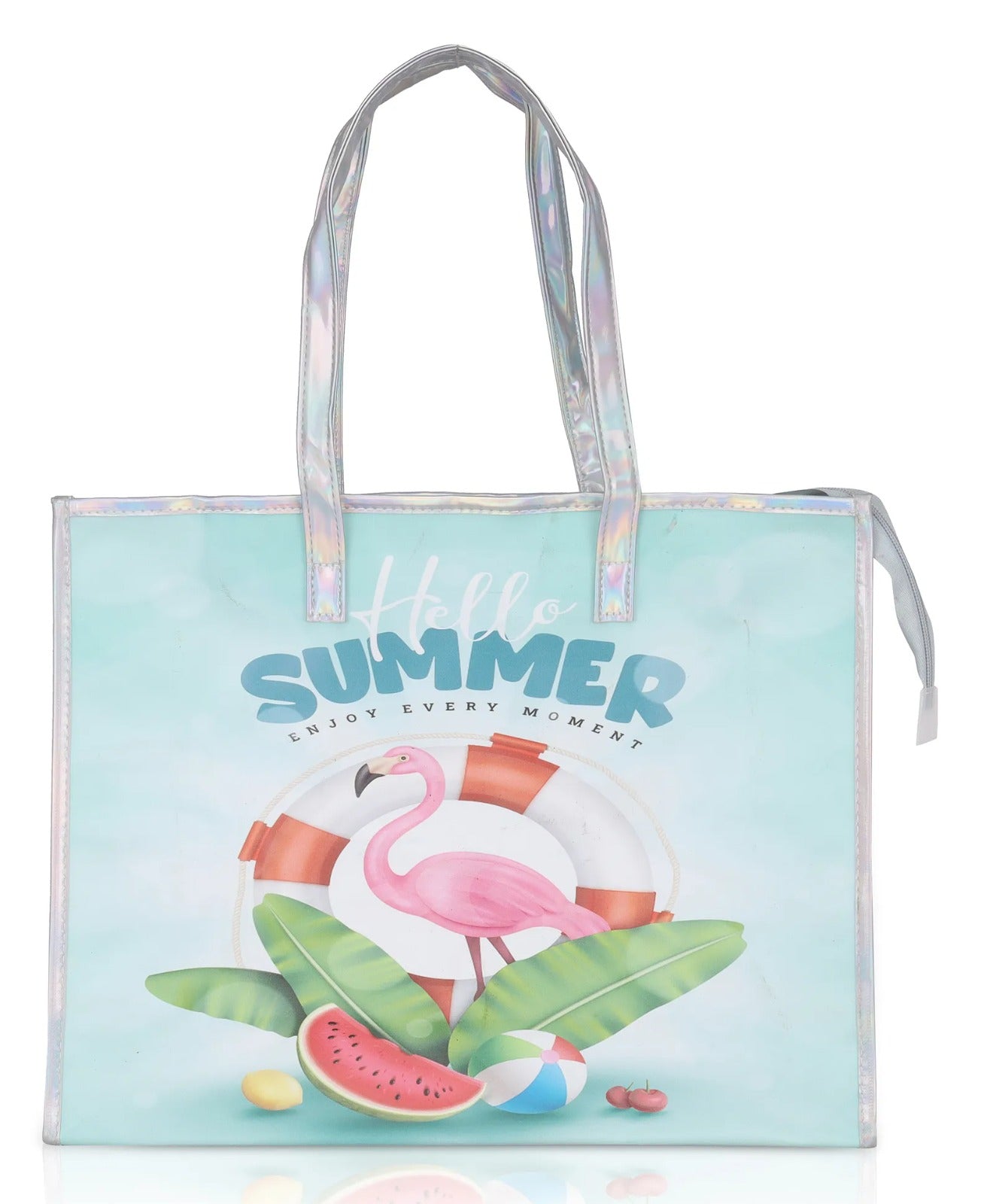 Echo Boomers Beach Tote Bag – Transparent Summer Design with Cool Print, Sturdy Handles, Lightweight & Stylish for Beach, Pool, Travel, Vacation & Daily Use