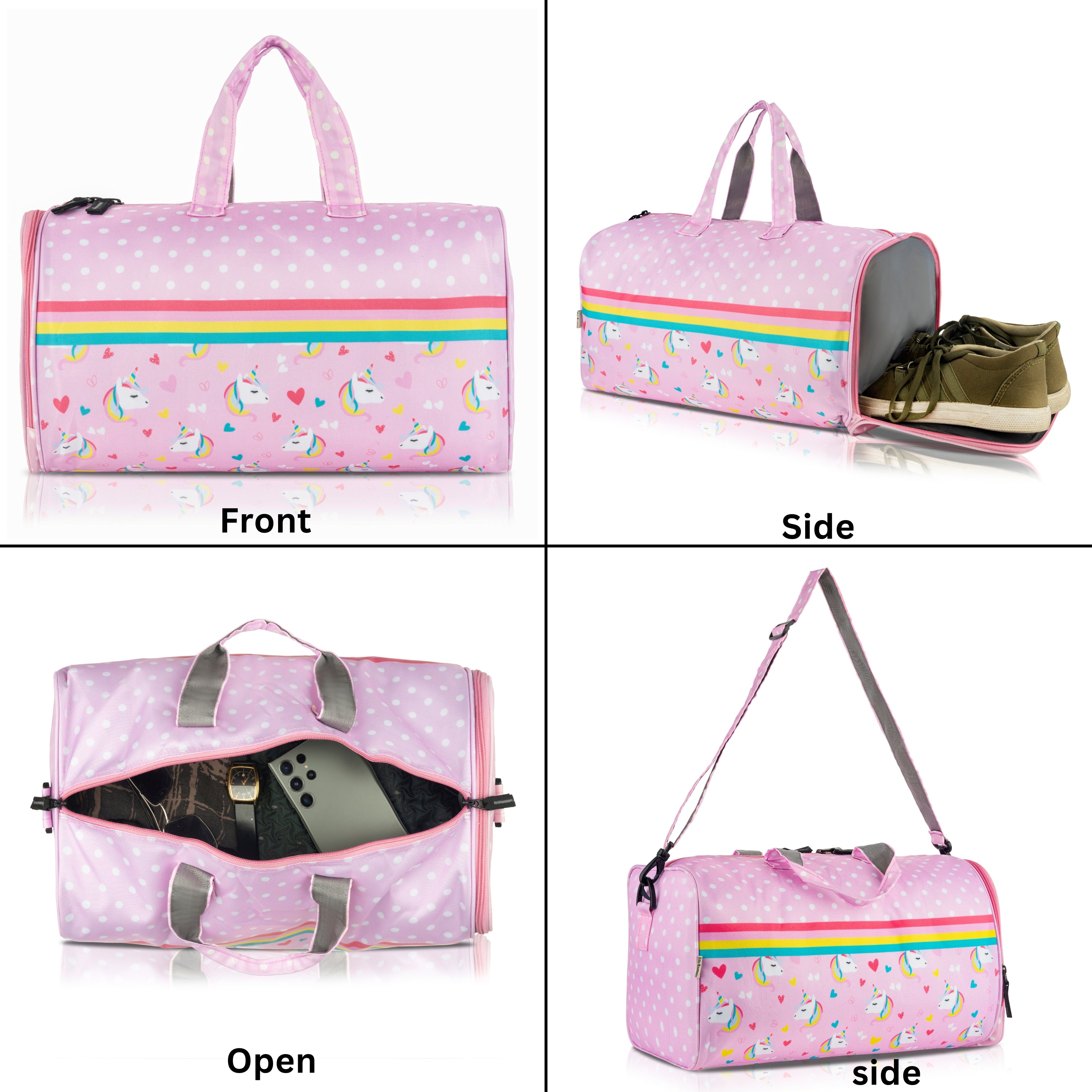Echo Boomers Square Unicorn Print Duffle Bag – Stylish Travel & Gym Bag with Shoe Compartment