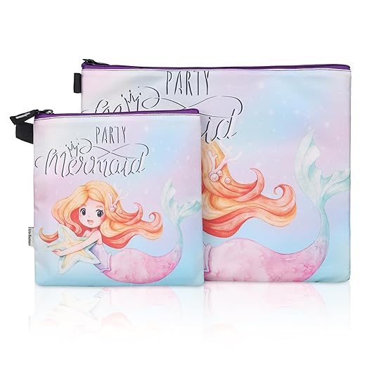 New Twin Mermaid Printed Combo Folder Set Jr. | A4 & Mini Water-Resistant Folders