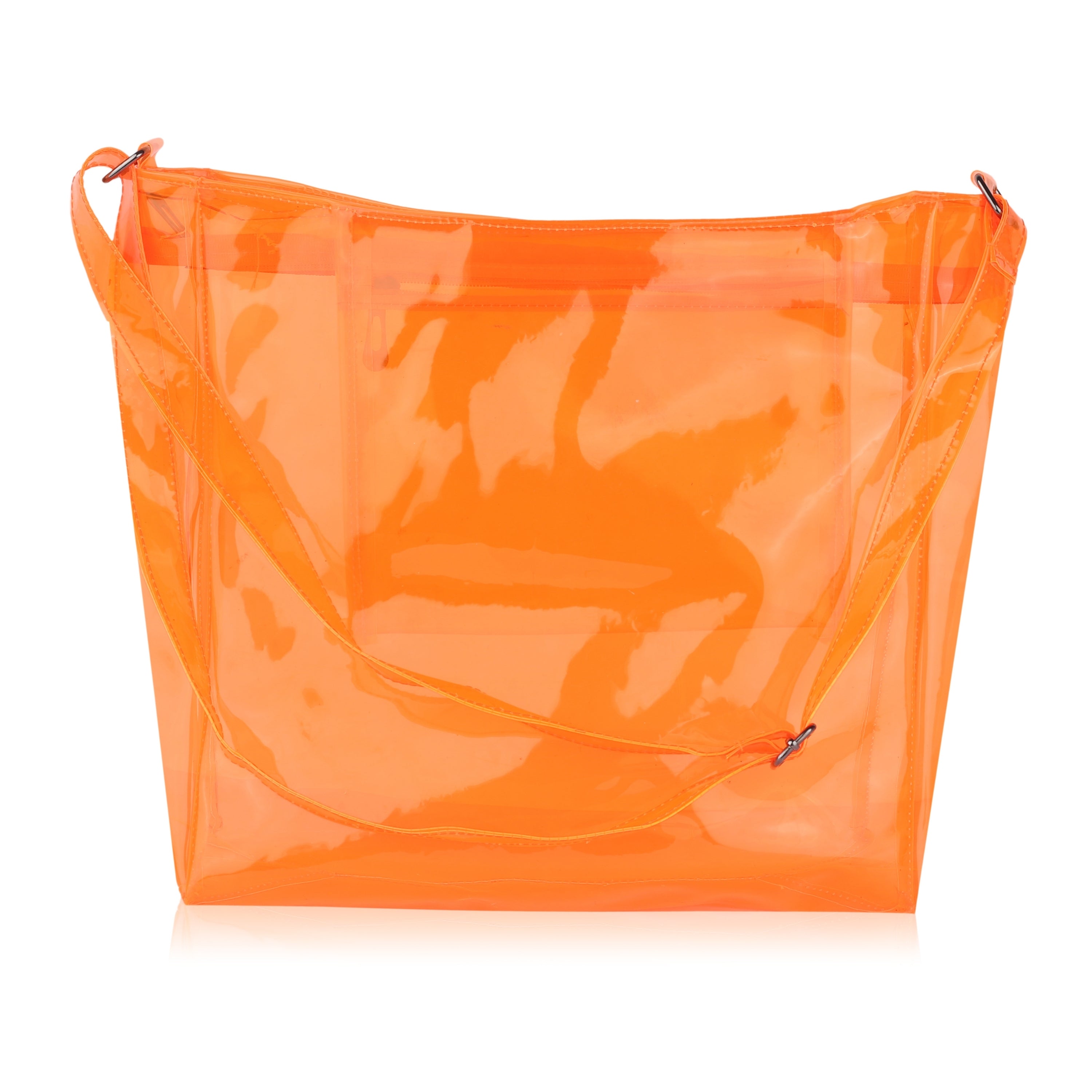 Echo Boomers Transparent Shoulder Bag – Neon Orange, Pink, Green ,Purple, Yellow & Blue| Stylish, Spacious, Durable & Multipurpose PVC Tote