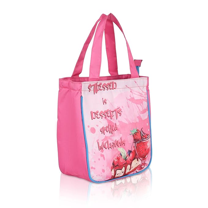 Echo Boomers Pink Desserts Printed Lunch Bag- Insulated, Spacious & Stylish for School, Work, or Outings