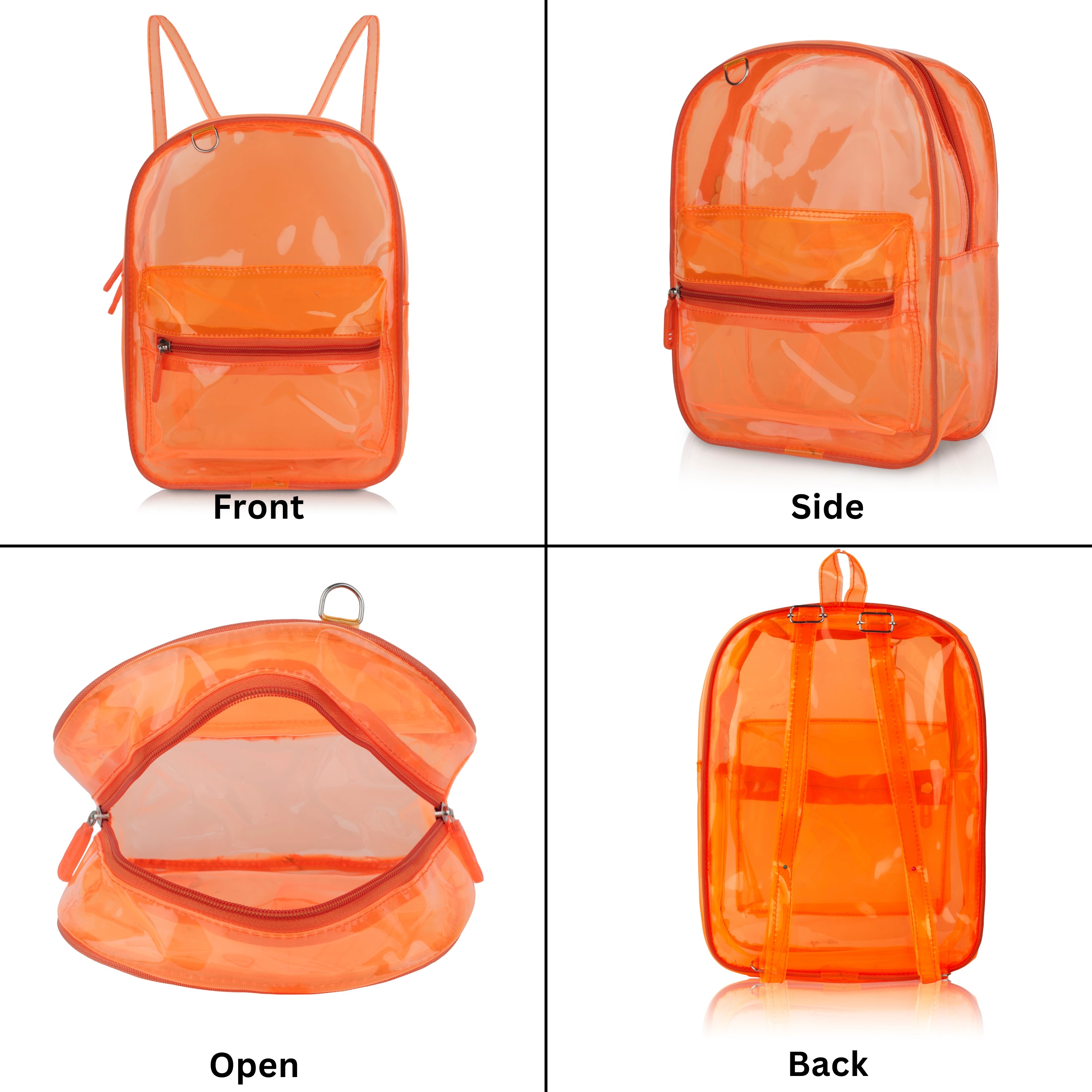 Echo Boomers Stylish Transparent Jelly Backpack | Trendy Neon Yellow Clear Bag | 50 GSM Waterproof PVC School, College & Travel Backpack with Front Zipper Pocket