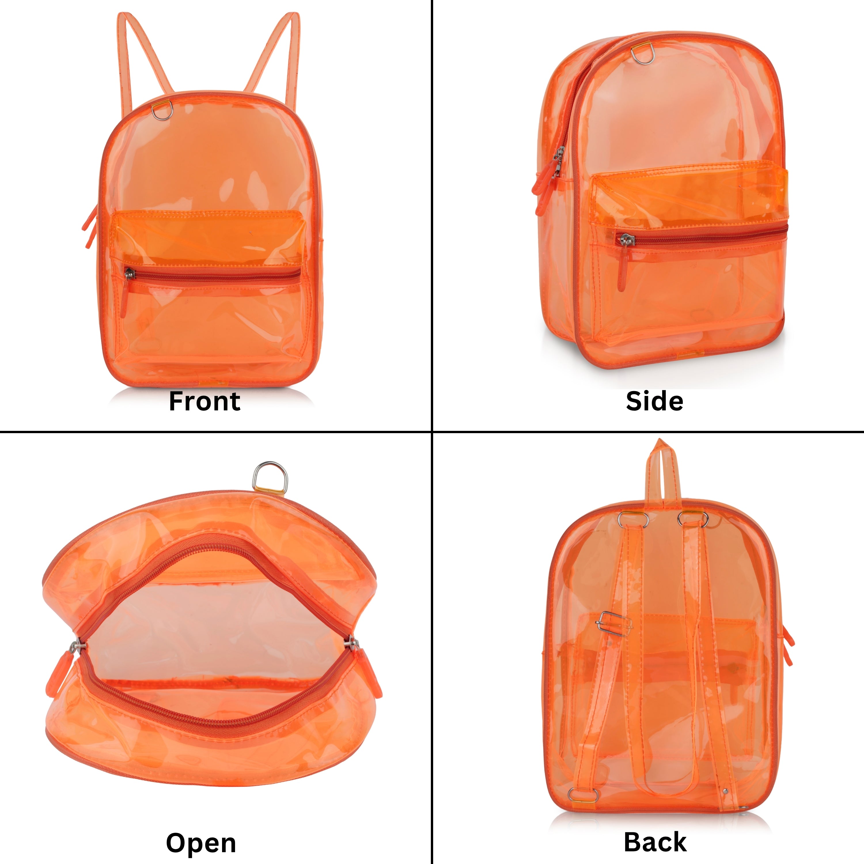 Echo Boomers Stylish Transparent Jelly Backpack | Trendy Neon  Clear Bag | 50 GSM Waterproof PVC School, College & Travel Backpack with Front Zipper Pocket