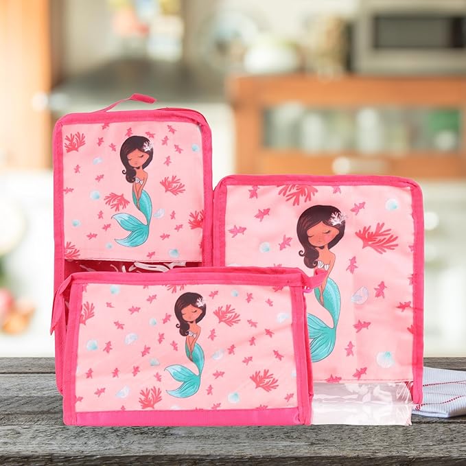 Echo Boomers Mermaid 4-Piece Organizer Set - Pink, Packing Cubes with Unique Print