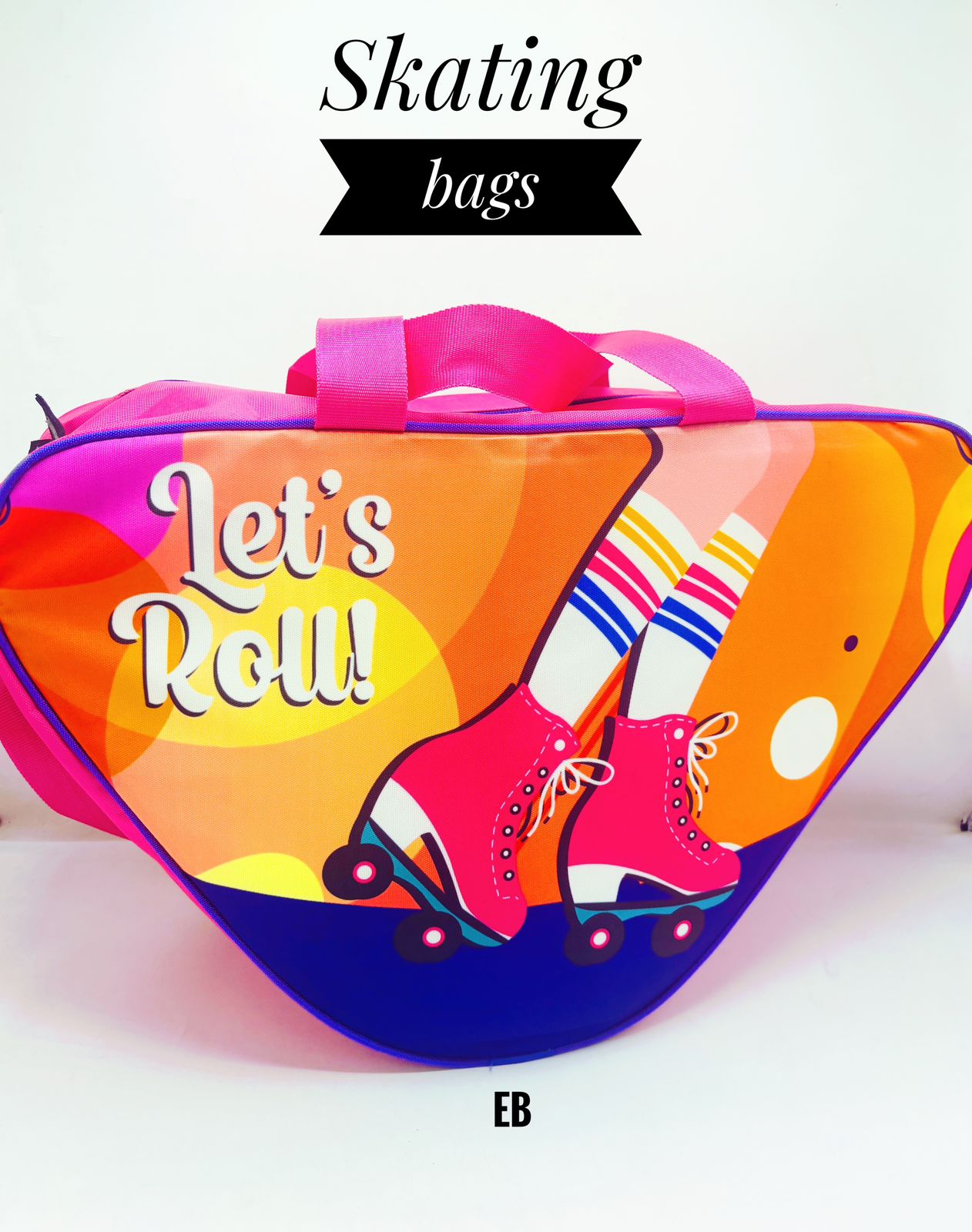 Echo Boomers Skating Bag for Kids & Teens | 18"x13" Large Sports Duffel with “Time to Skate” Print | Lightweight, Water-Resistant Travel & School Bag for Roller Skates, Gear & Accessories (Blue)