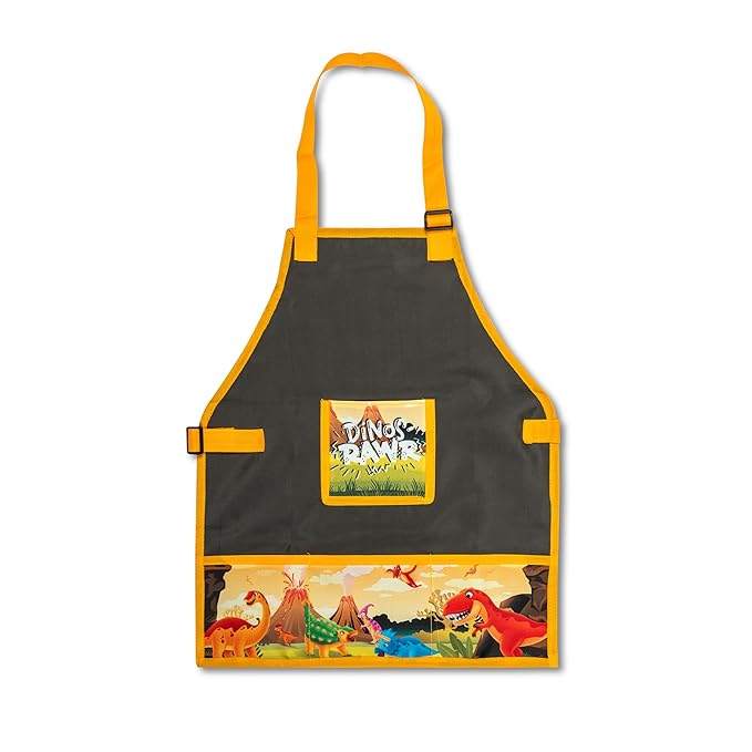 Echo Boomers Dino Printed Jumbo Tote Bag &amp; Waterproof Kids Apron Combo