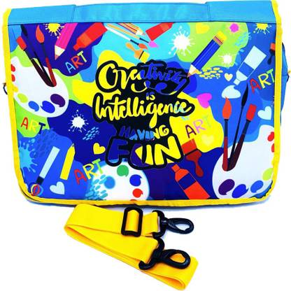 Echo Boomers A4 Art Bag for Kids | Waterproof Zipper File Folder for Drawing, Sketching & School Supplies | Creativity Is Intelligence Design | Lightweight, Durable & Easy to Carry (Multicolor)