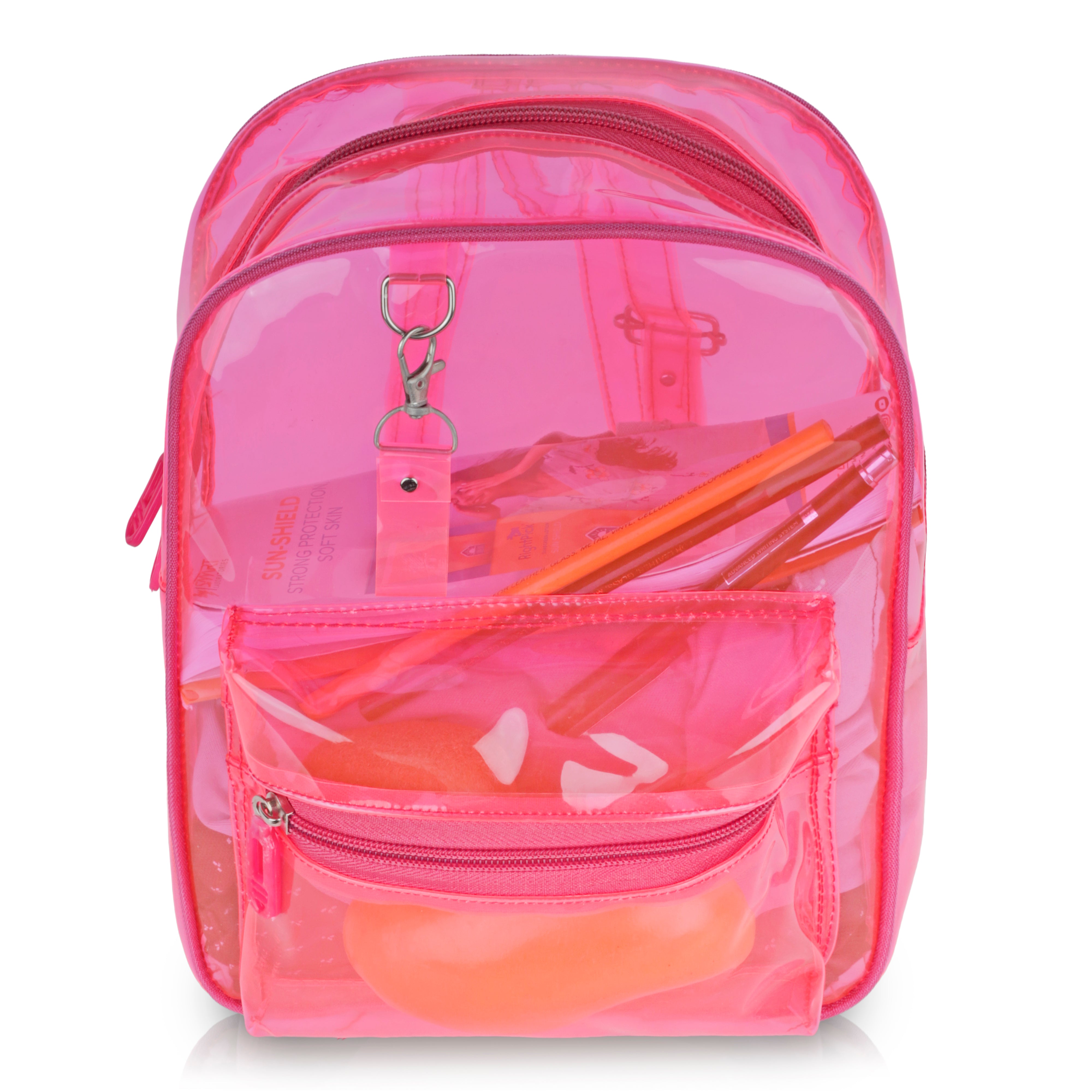 Echo Boomers Stylish Transparent Jelly Backpack | Trendy Neon  Clear Bag | 50 GSM Waterproof PVC School, College & Travel Backpack with Front Zipper Pocket