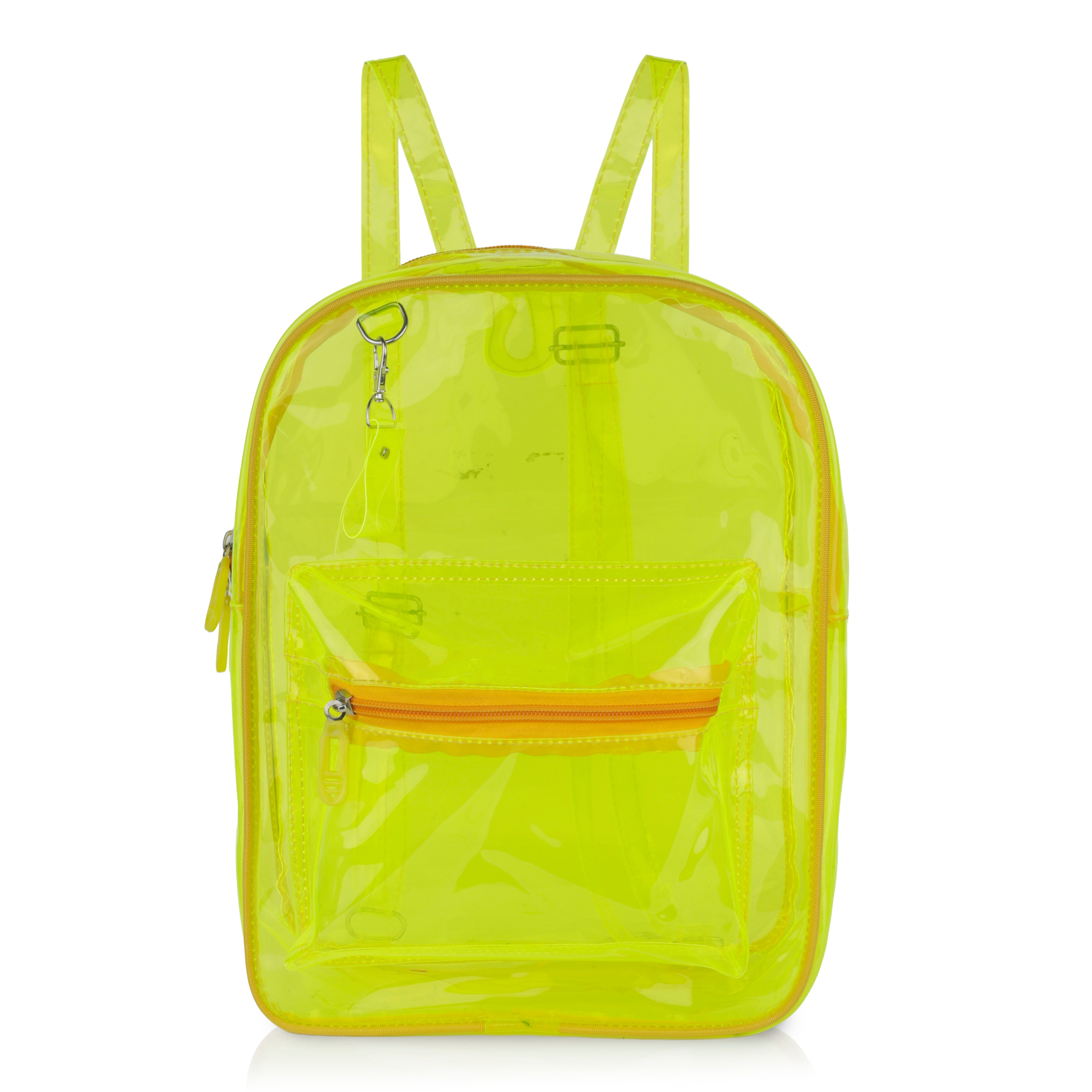 Echo Boomers Stylish Transparent Jelly Backpack | Trendy Neon Yellow Clear Bag | 50 GSM Waterproof PVC School, College & Travel Backpack with Front Zipper Pocket