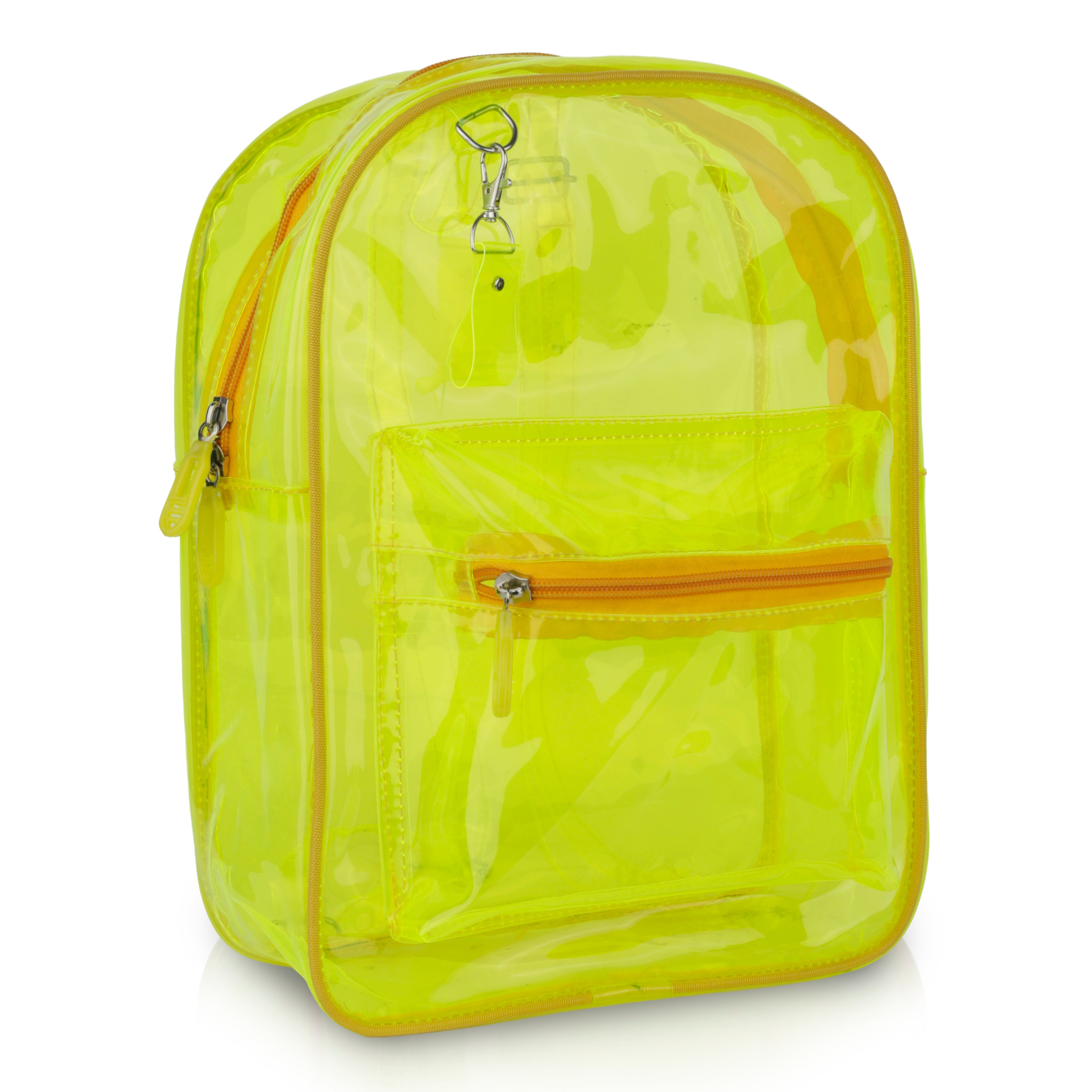 Echo Boomers Stylish Transparent Jelly Backpack | Trendy Neon Yellow Clear Bag | 50 GSM Waterproof PVC School, College & Travel Backpack with Front Zipper Pocket