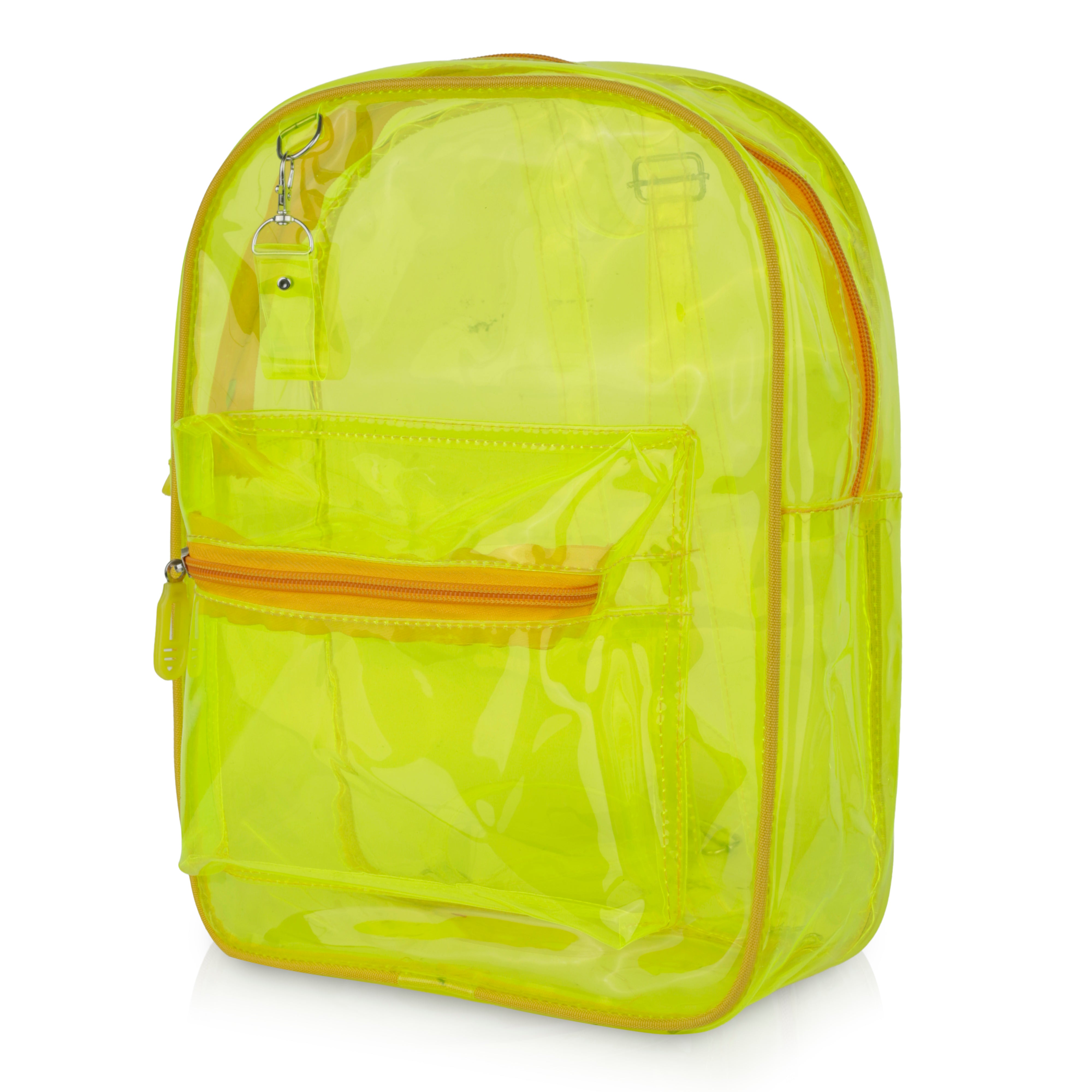 Echo Boomers Stylish Transparent Jelly Backpack | Trendy Neon Yellow Clear Bag | 50 GSM Waterproof PVC School, College & Travel Backpack with Front Zipper Pocket