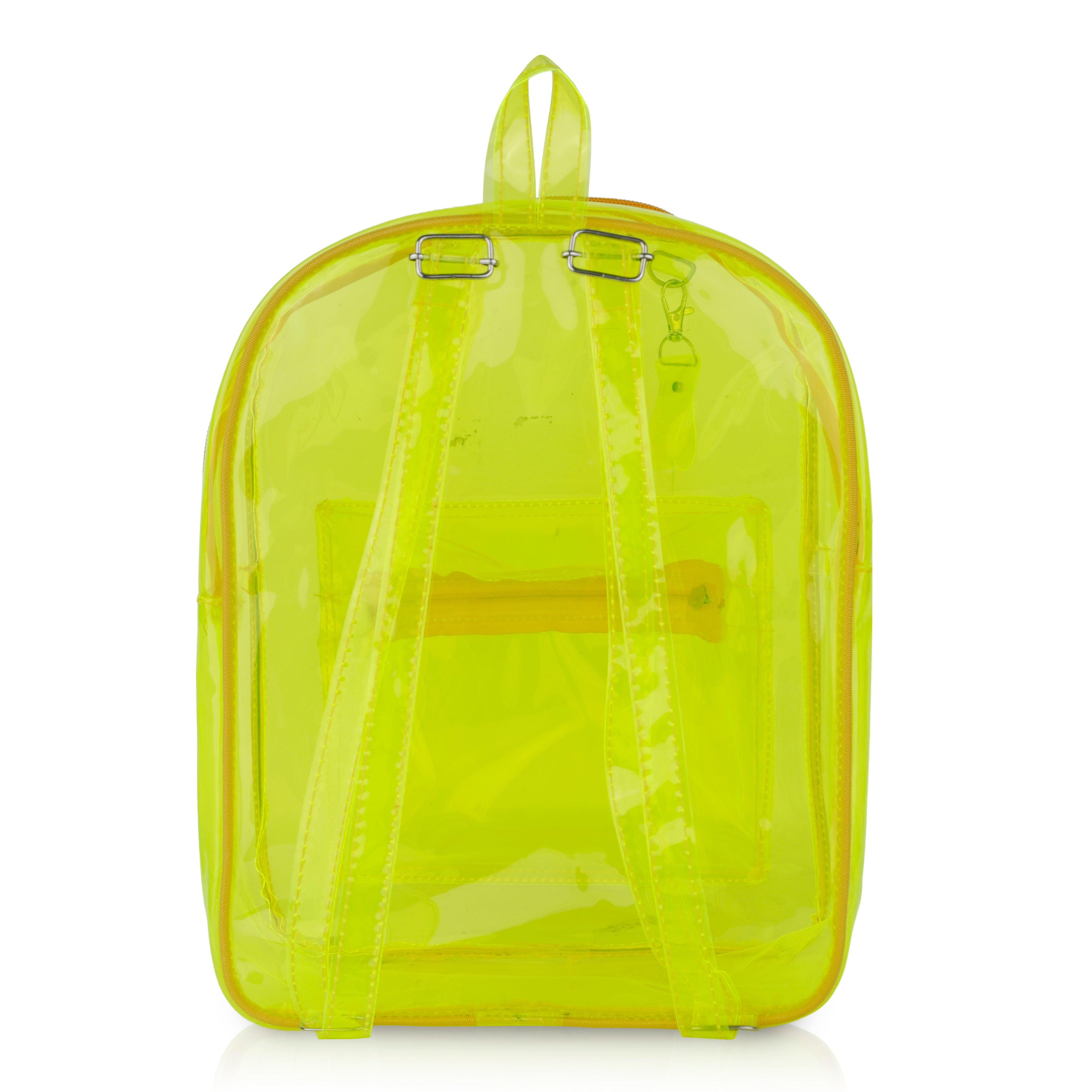 Echo Boomers Stylish Transparent Jelly Backpack | Trendy Neon Yellow Clear Bag | 50 GSM Waterproof PVC School, College & Travel Backpack with Front Zipper Pocket