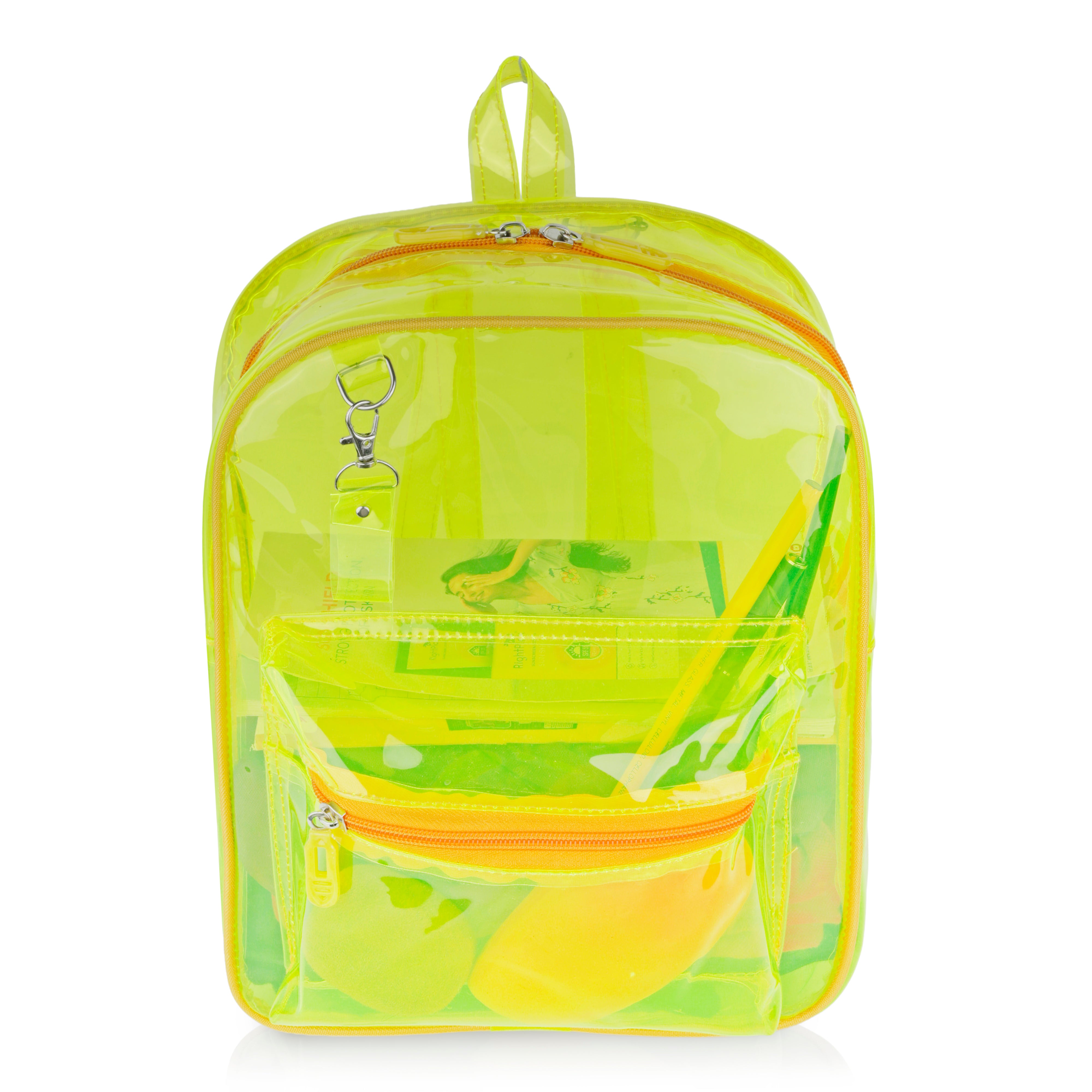 Echo Boomers Stylish Transparent Jelly Backpack | Trendy Neon Yellow Clear Bag | 50 GSM Waterproof PVC School, College & Travel Backpack with Front Zipper Pocket