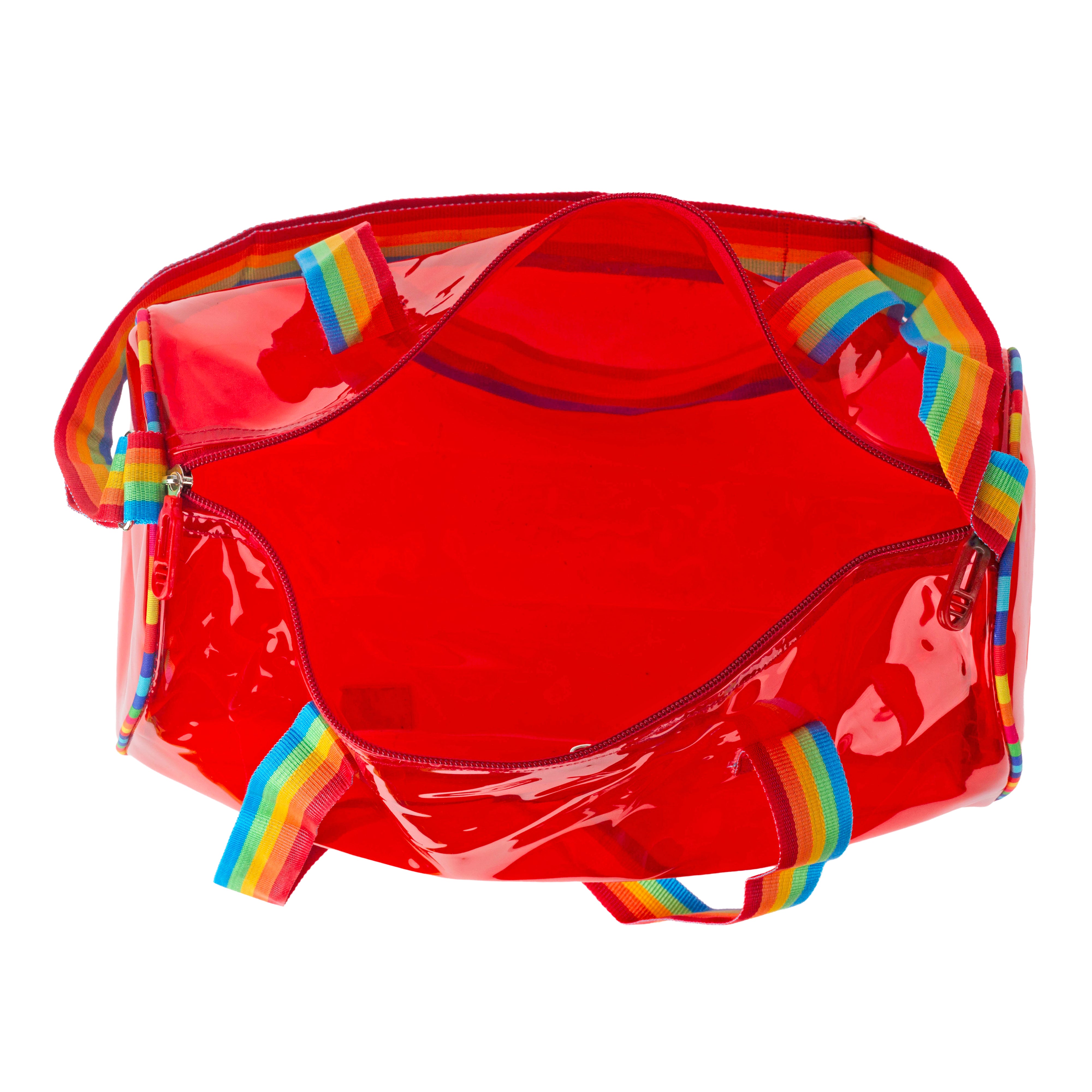 Echo Boomers See-Through Jelly Duffle –  Transparent Bag with Rainbow Handles | Trendy Handbag for School, Gym, Travel, Beach