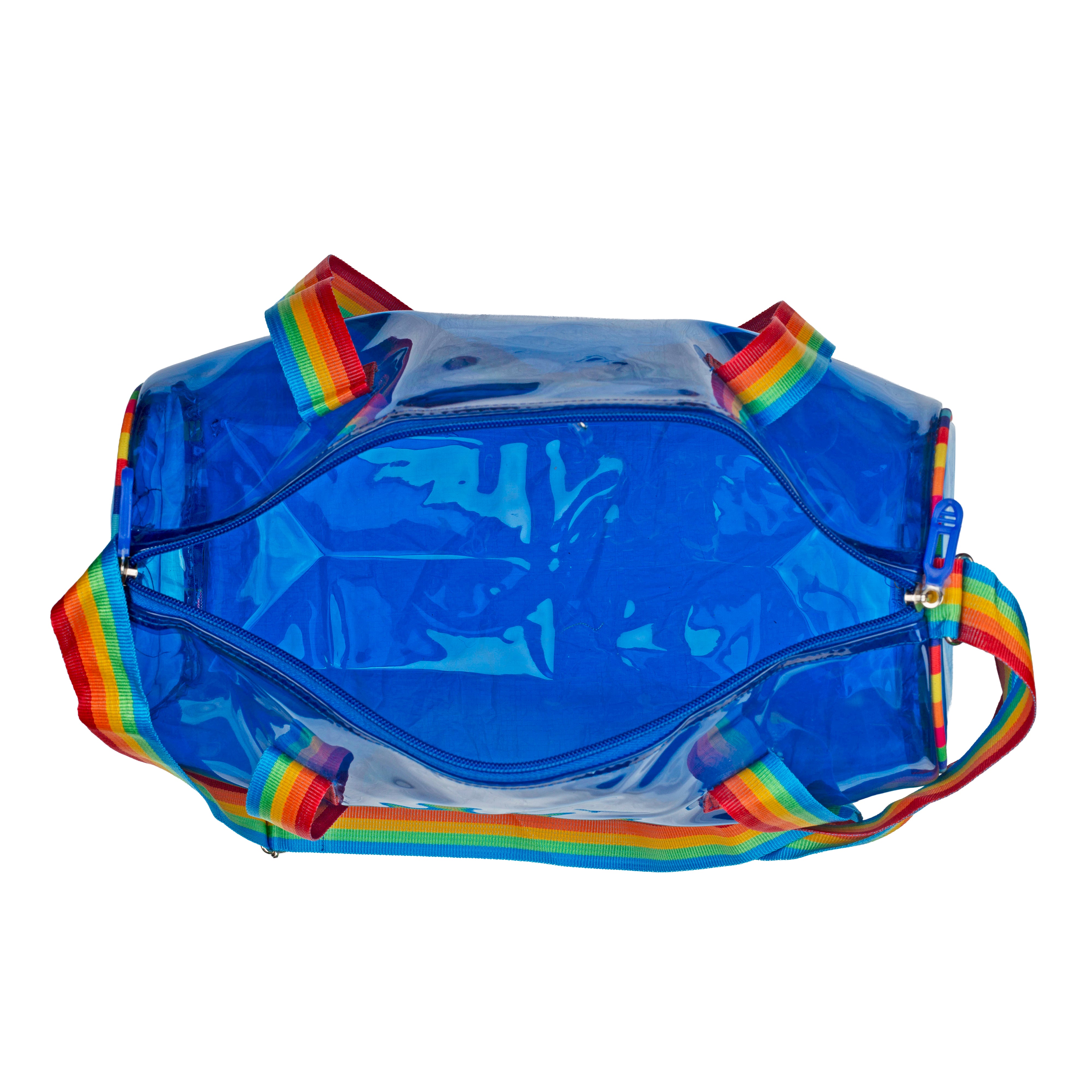 Echo Boomers See-Through Jelly Duffle –  Transparent Bag with Rainbow Handles | Trendy Handbag for School, Gym, Travel, Beach